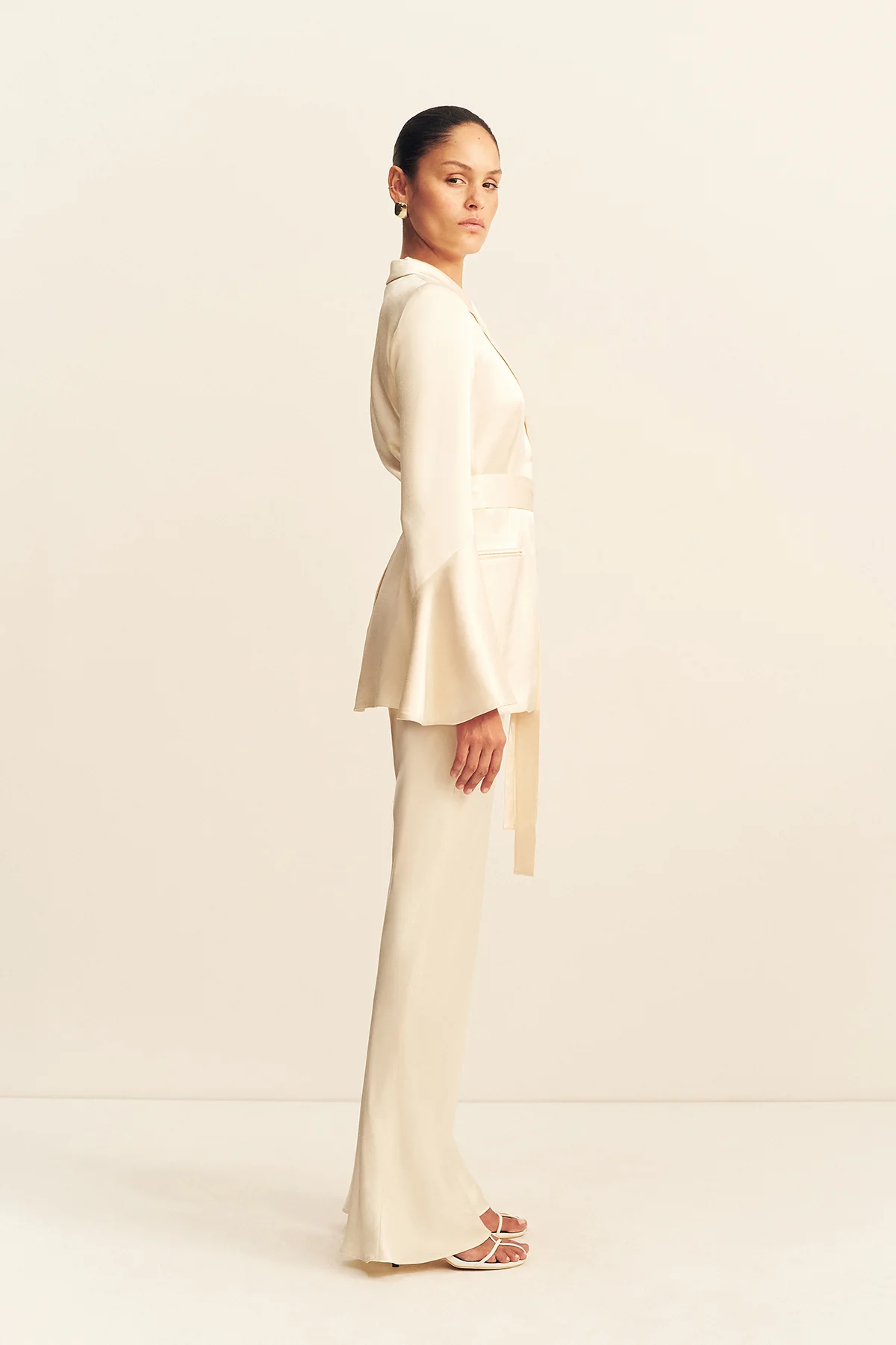 LA LUNE BIAS CUT PANT - CREAM - Image 5