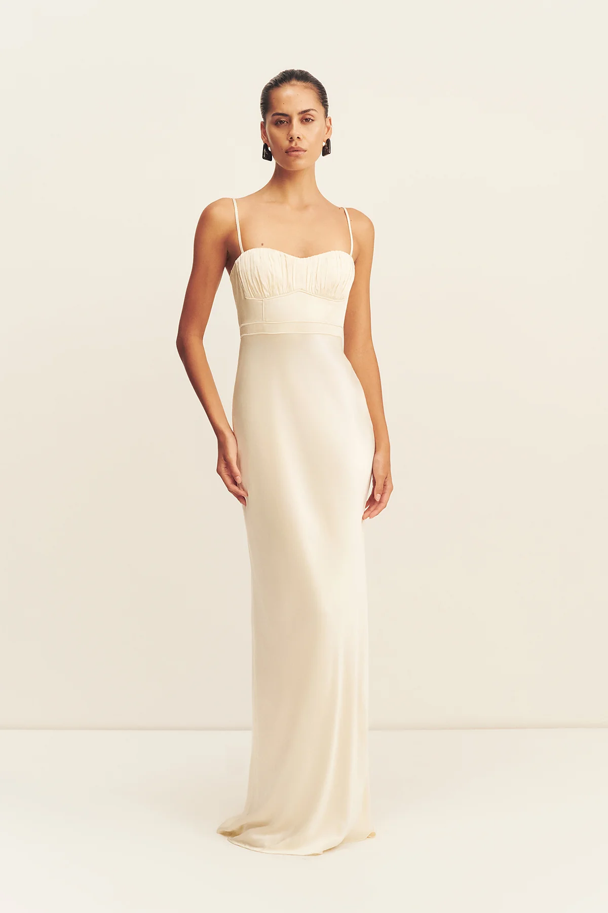 LA LUNE CORDED RUCHED MAXI DRESS - CREAM
