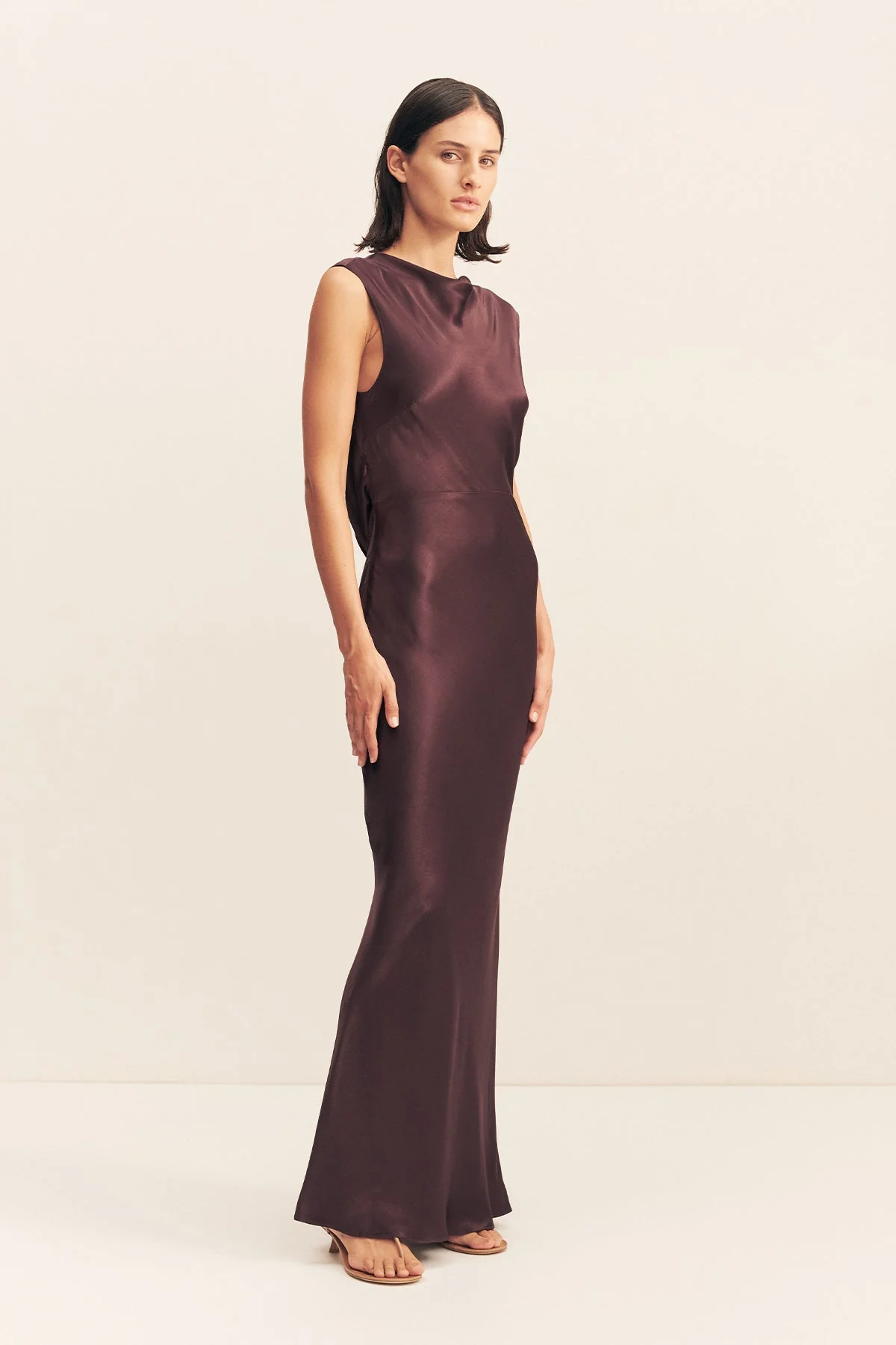 LA LUNE COWL BACK MAXI DRESS - ESPRESSO - Image 3