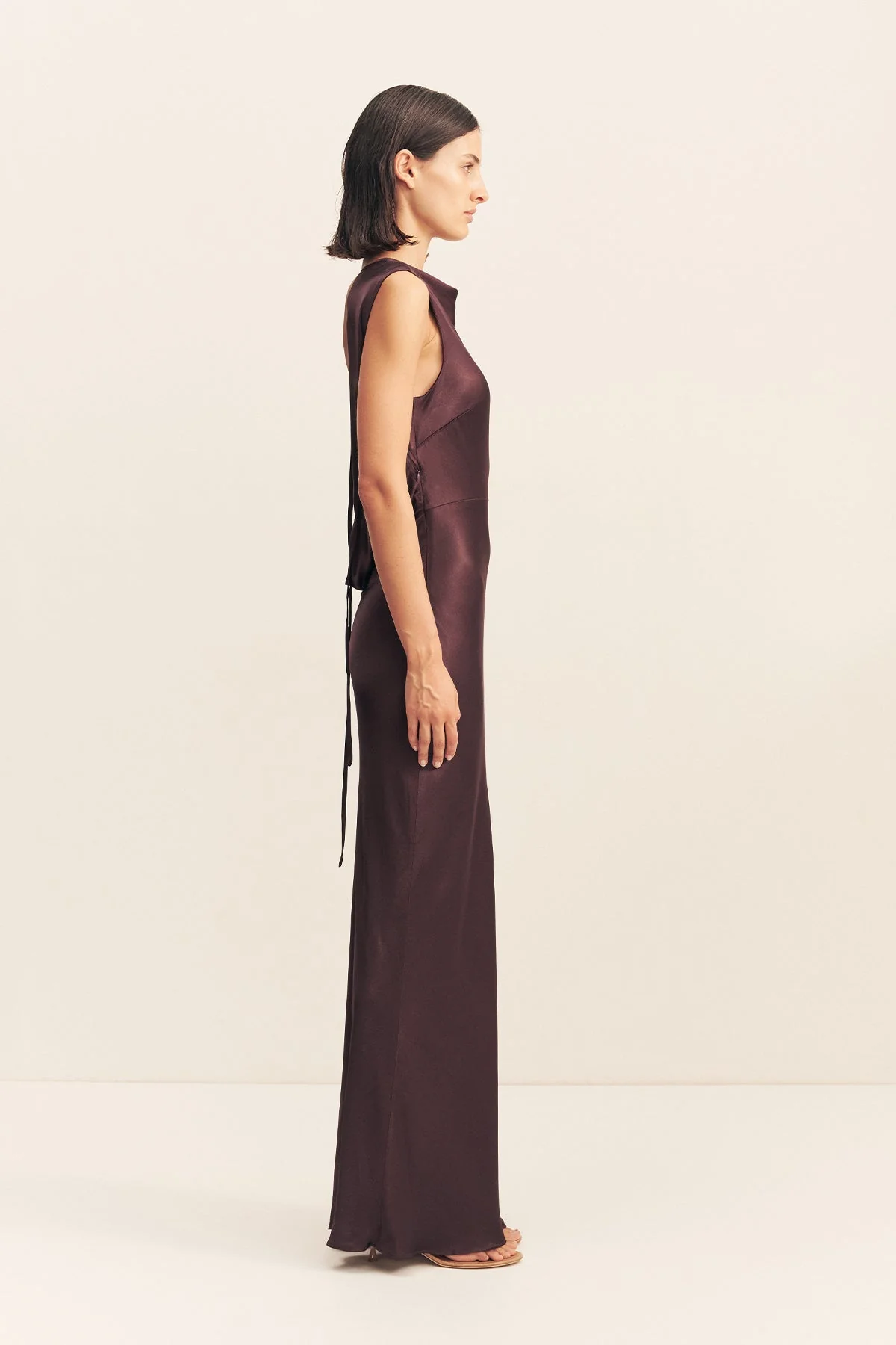 LA LUNE COWL BACK MAXI DRESS - ESPRESSO - Image 4