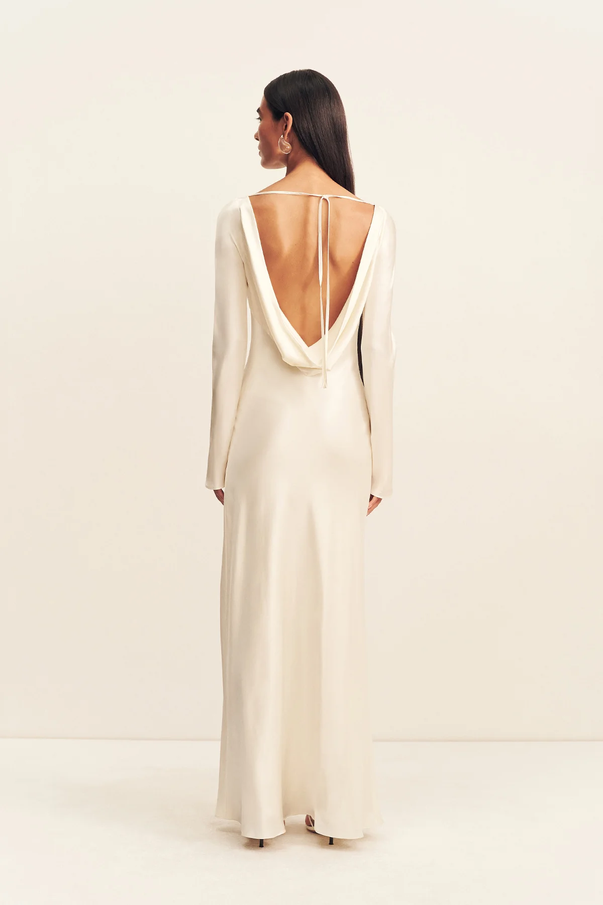 LA LUNE CUMULUS SILK BACKLESS LACE SPLIT MAXI DRESS - IVORY - Image 5
