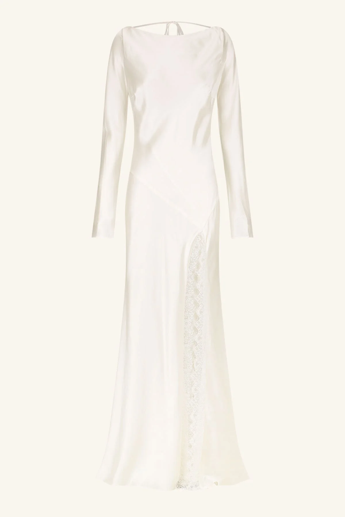 LA LUNE CUMULUS SILK BACKLESS LACE SPLIT MAXI DRESS - IVORY - Image 8