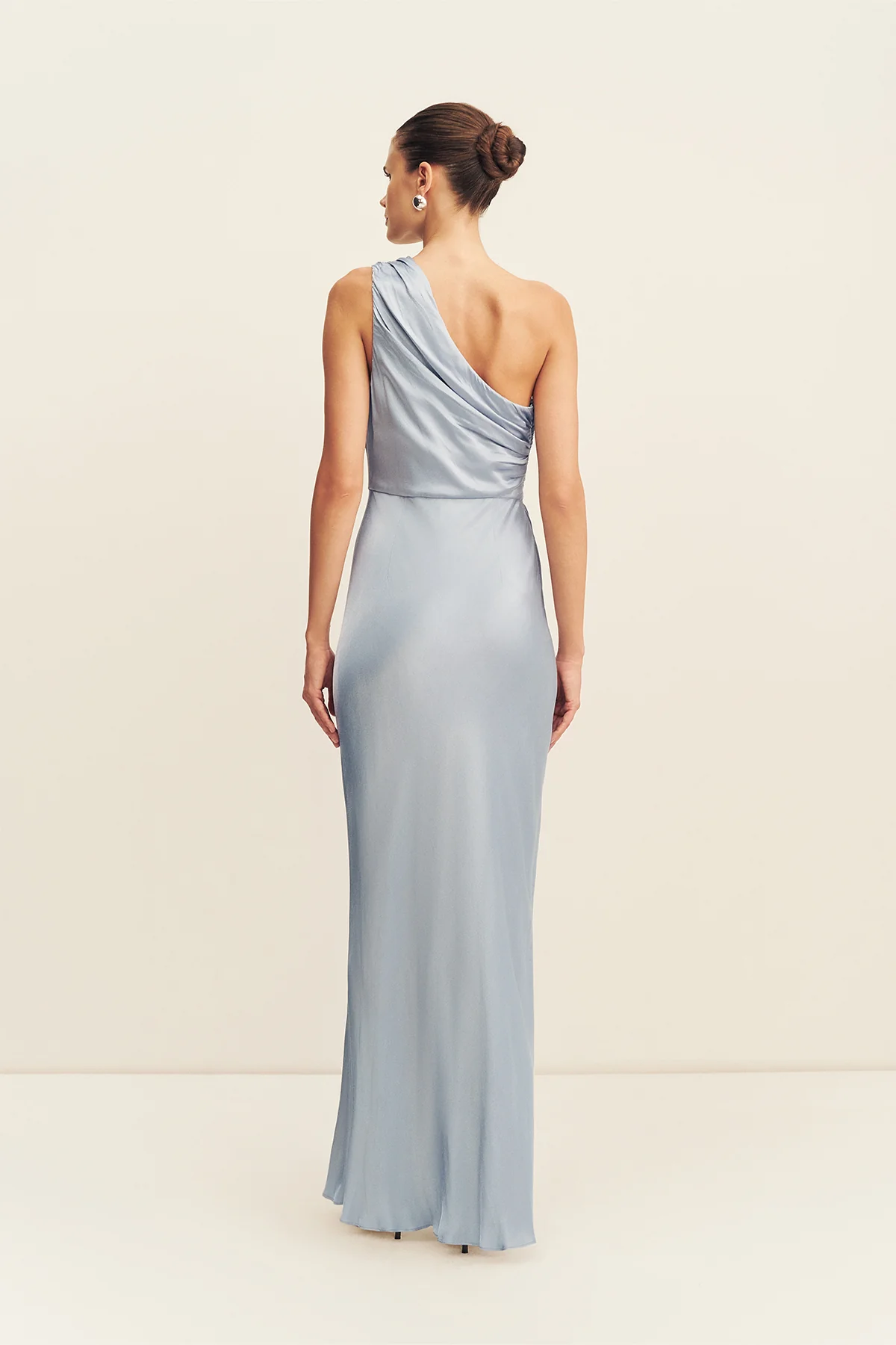 LA LUNE GATHERED ONE SHOULDER MAXI DRESS - POWDER BLUE - Image 5