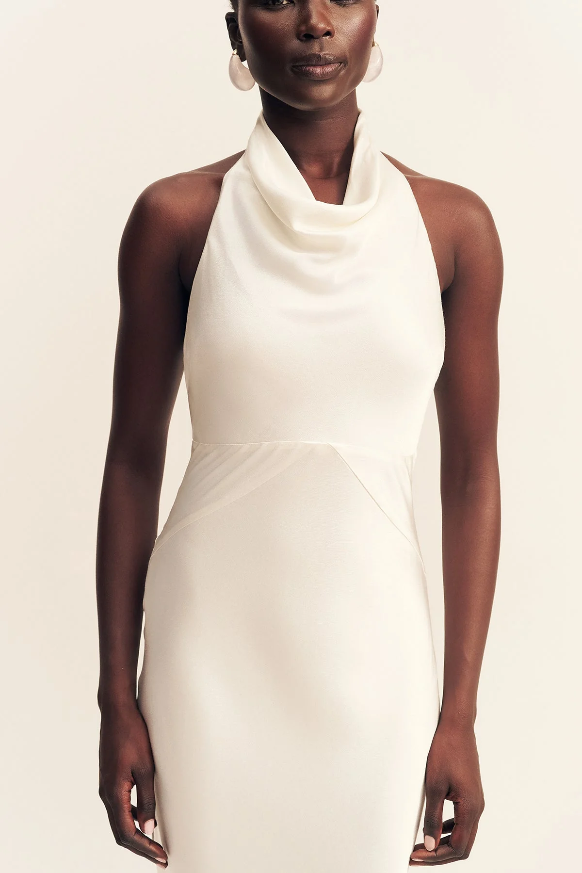 LA LUNE HIGH COWL OPEN BACK GOWN - WHITE - Image 7
