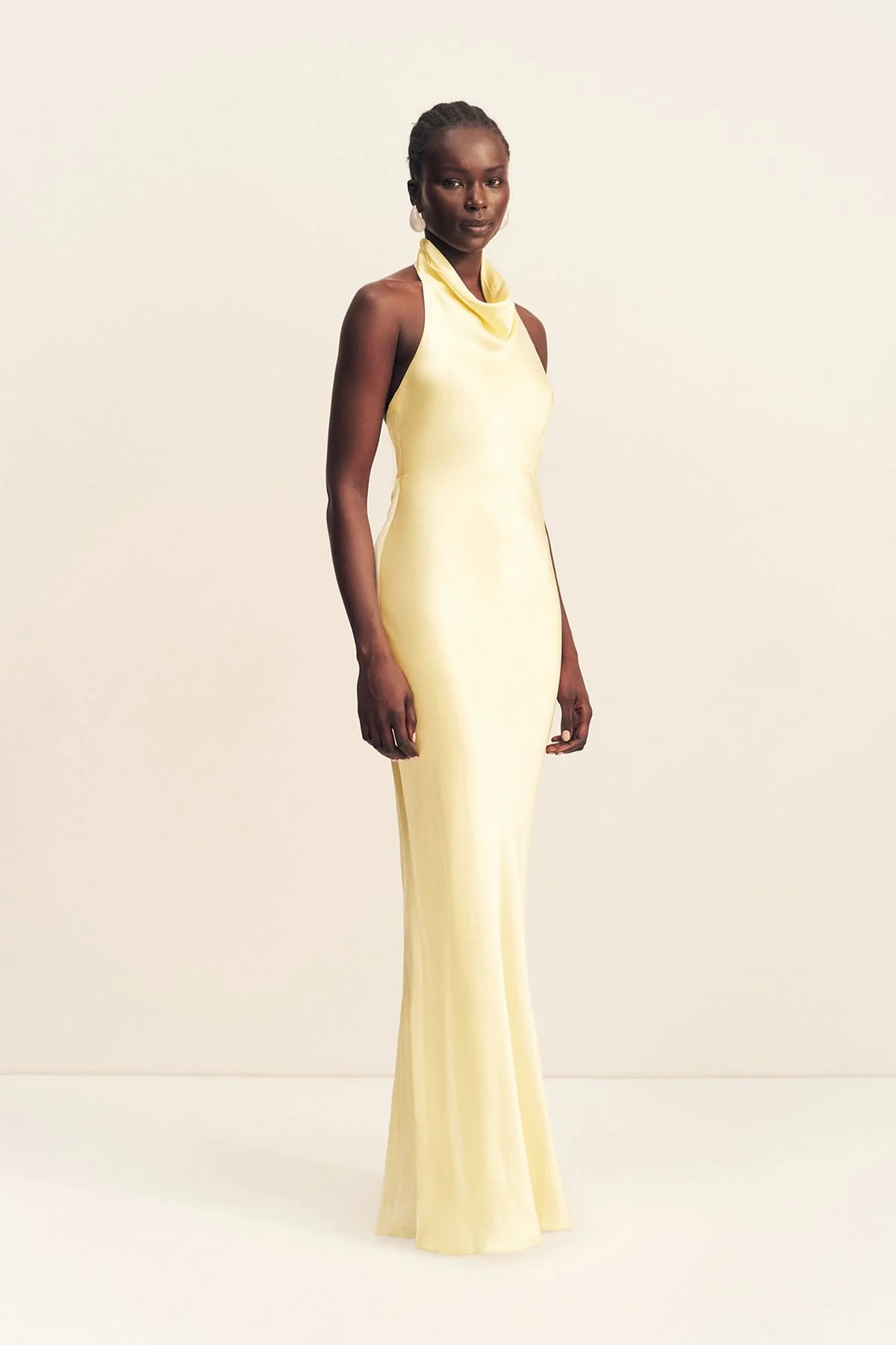 LA LUNE HIGH COWL OPEN BACK MAXI DRESS - LEMON - Image 3