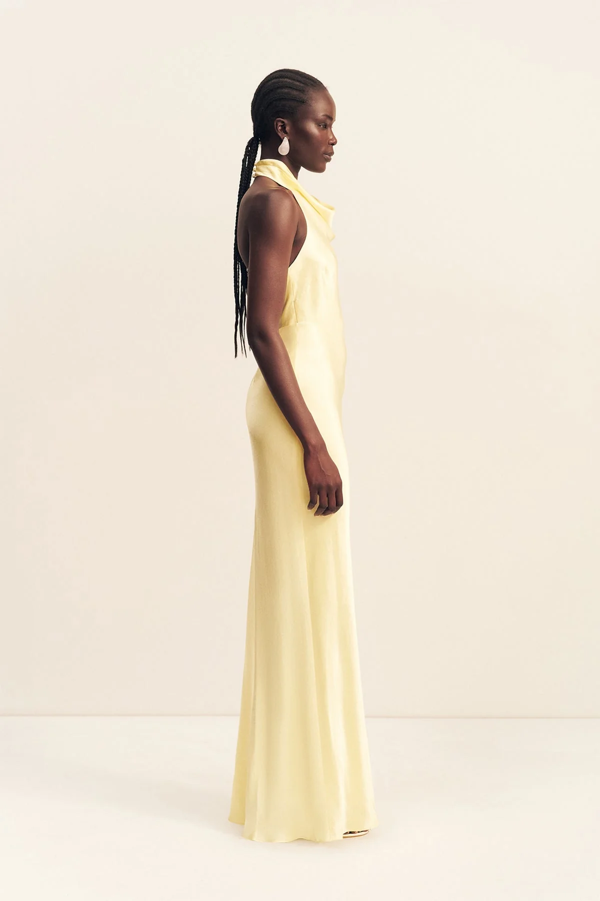 LA LUNE HIGH COWL OPEN BACK MAXI DRESS - LEMON - Image 4