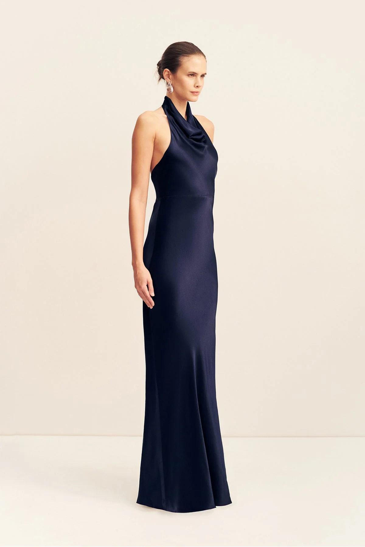 LA LUNE HIGH COWL OPEN BACK MAXI DRESS - MIDNIGHT - Image 3
