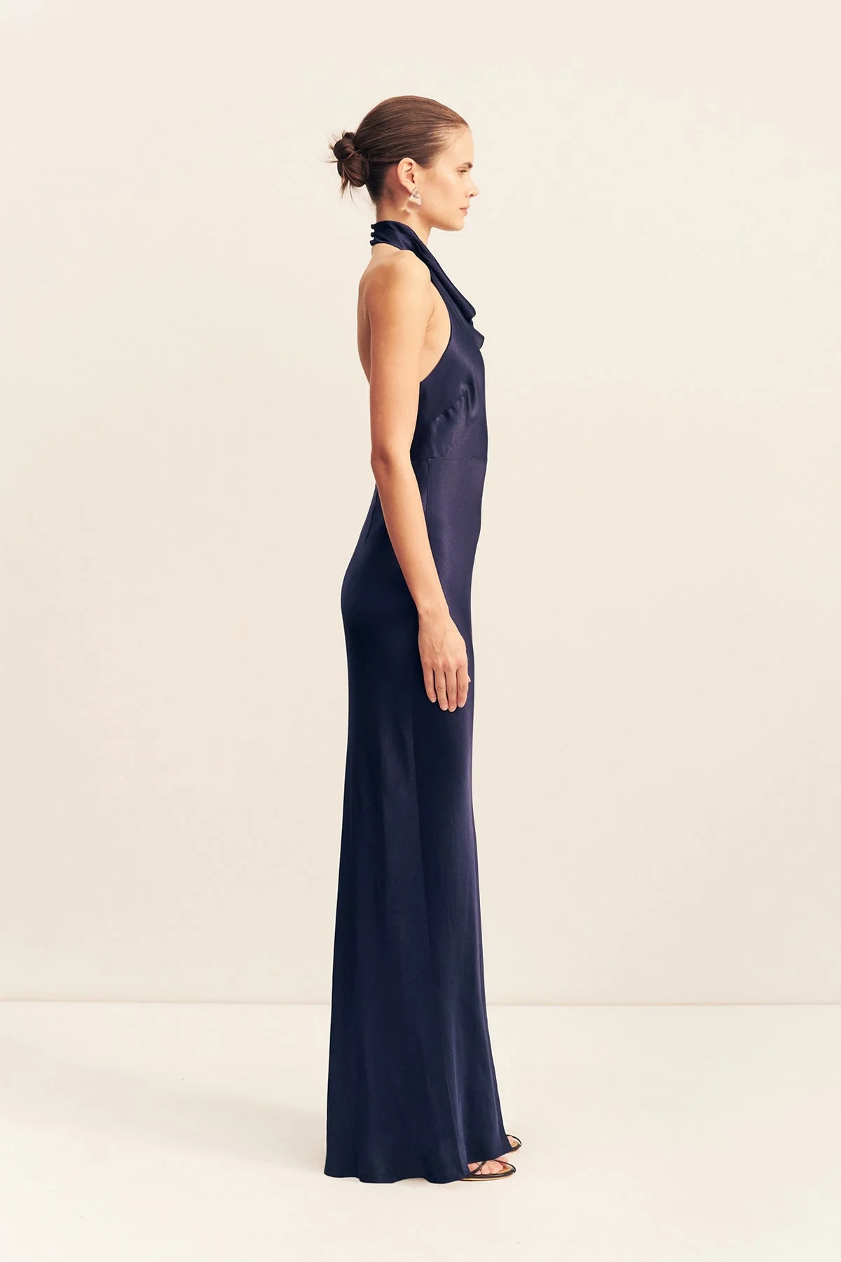 LA LUNE HIGH COWL OPEN BACK MAXI DRESS - MIDNIGHT - Image 4