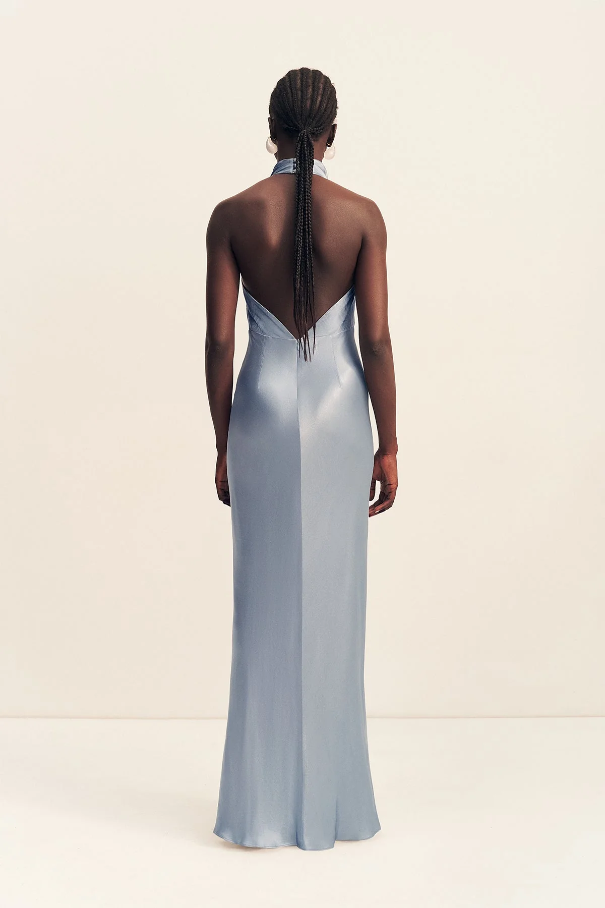 LA LUNE HIGH COWL OPEN BACK MAXI DRESS - POWDER BLUE - Image 5