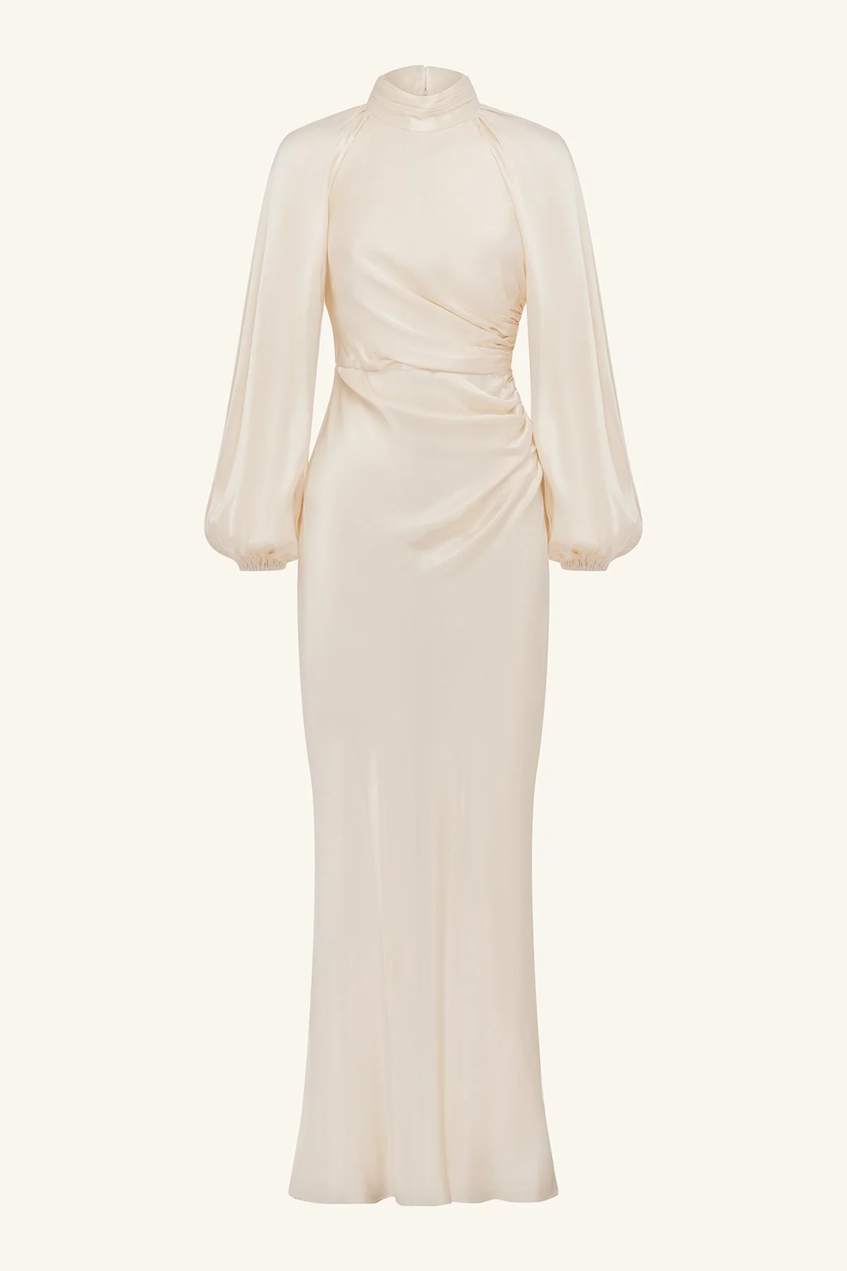 LA LUNE HIGH NECK BALLOON SLEEVE MAXI DRESS - CREAM - Image 8