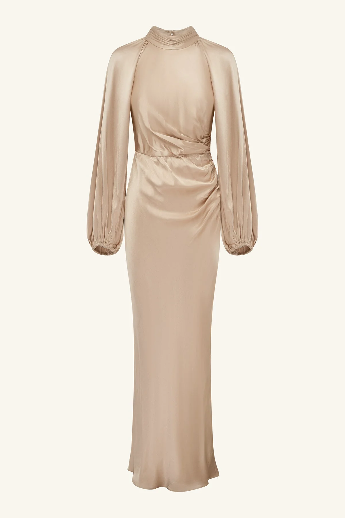 LA LUNE HIGH NECK BALLOON SLEEVE MAXI DRESS - GOLD - Image 6