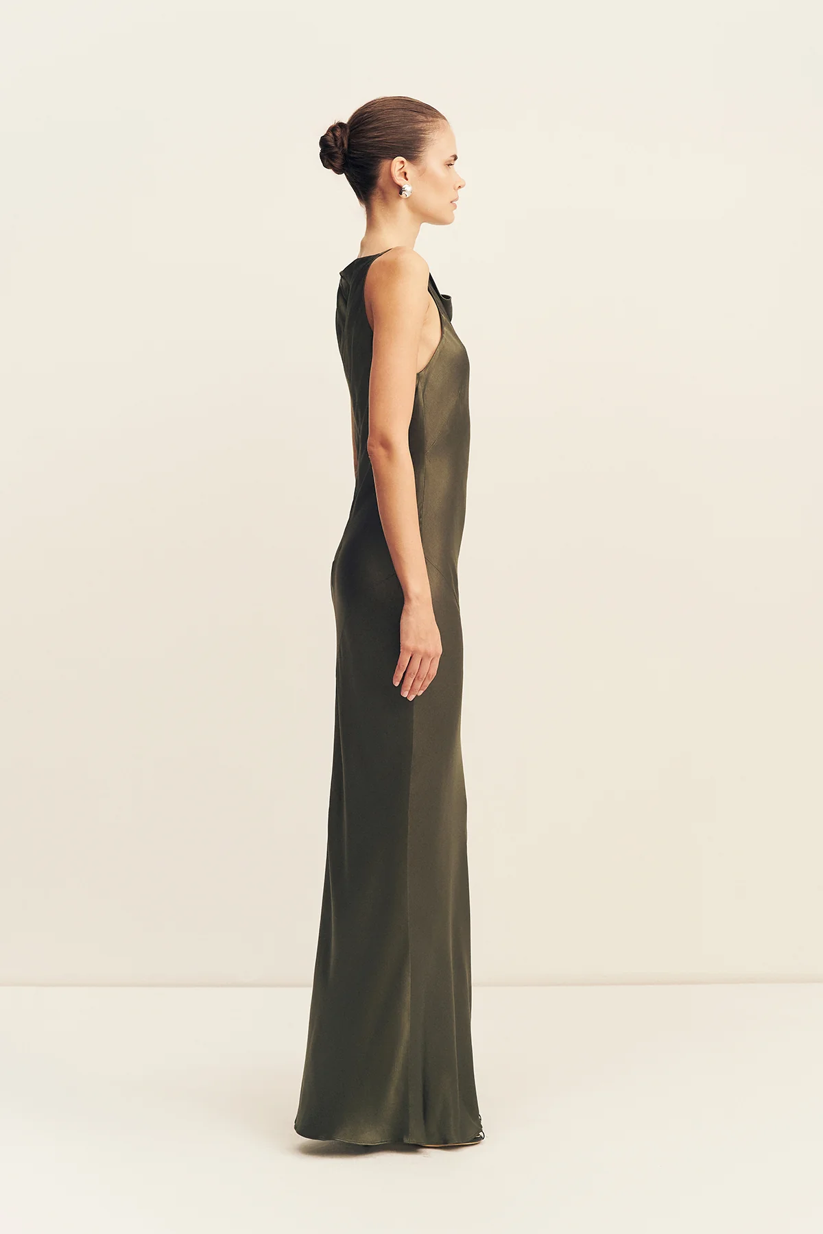 LA LUNE HIGH NECK COWL MAXI DRESS - FOREST - Image 4