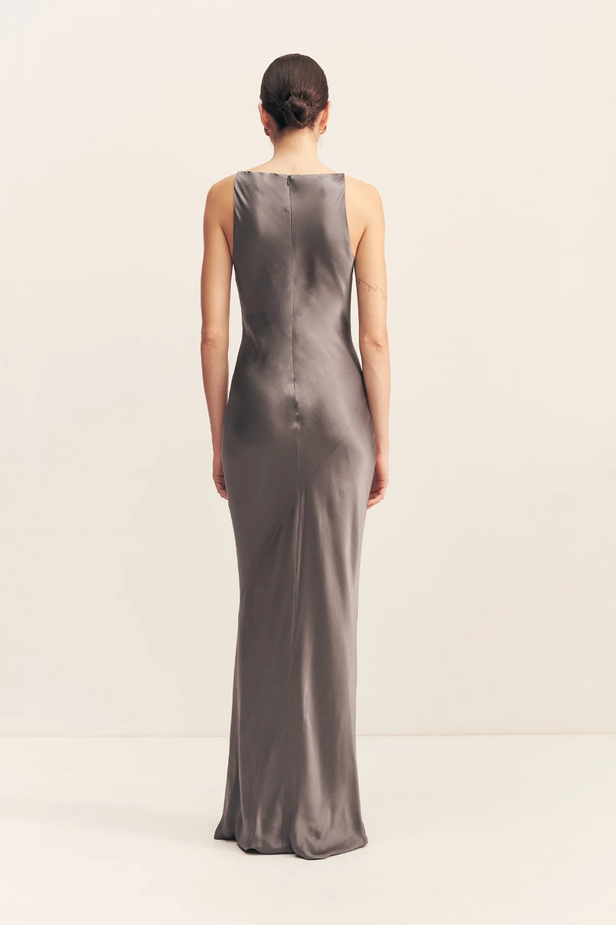 LA LUNE HIGH NECK COWL MAXI DRESS - GRAPHITE - Image 5