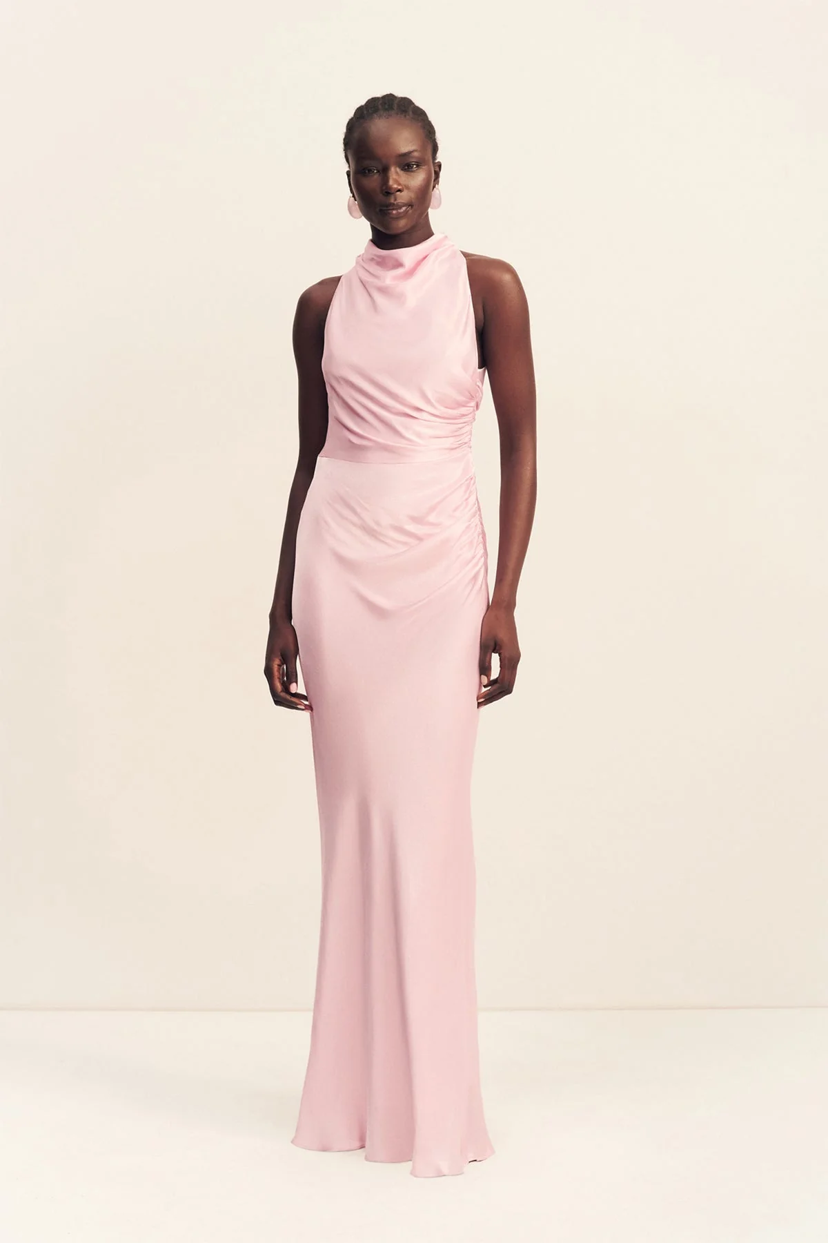 LA LUNE HIGH NECK GATHERED MAXI DRESS - BLOSSOM
