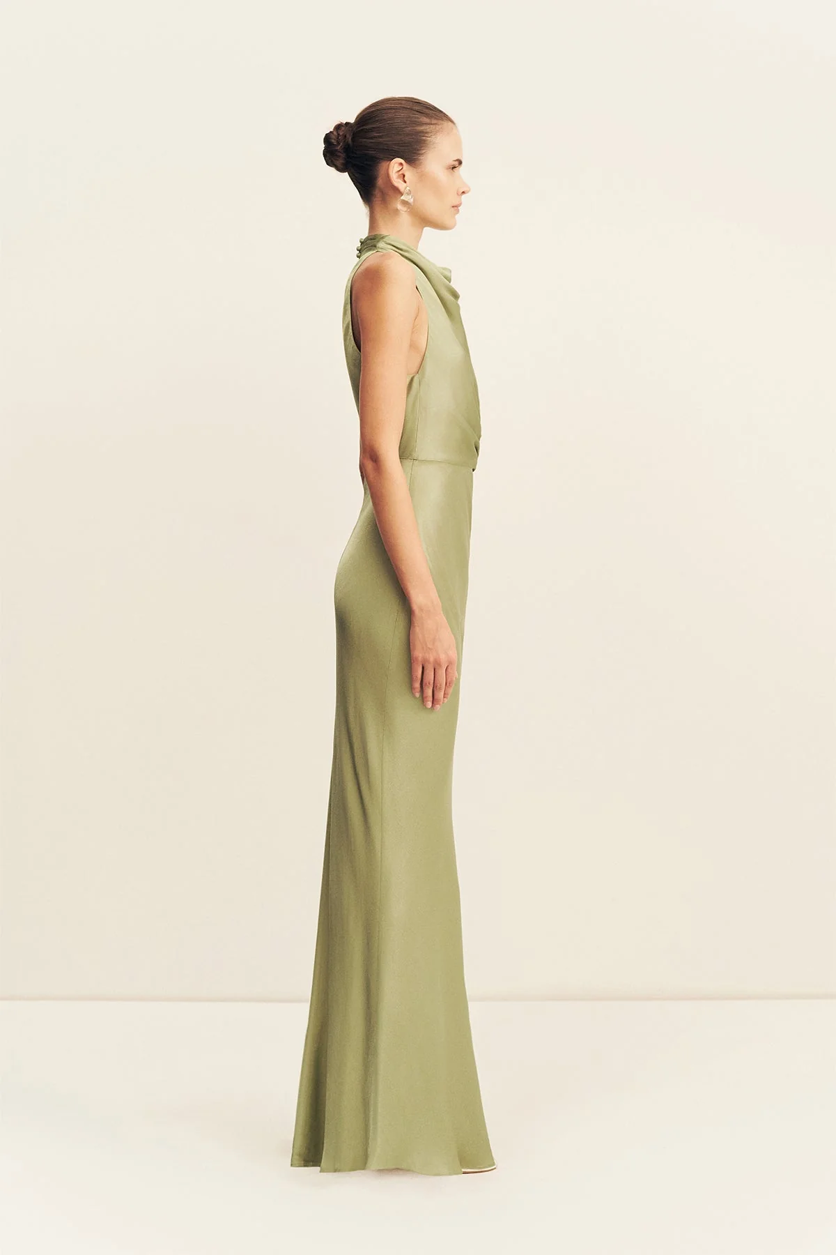 LA LUNE HIGH NECK GATHERED MAXI DRESS - FERN - Image 5