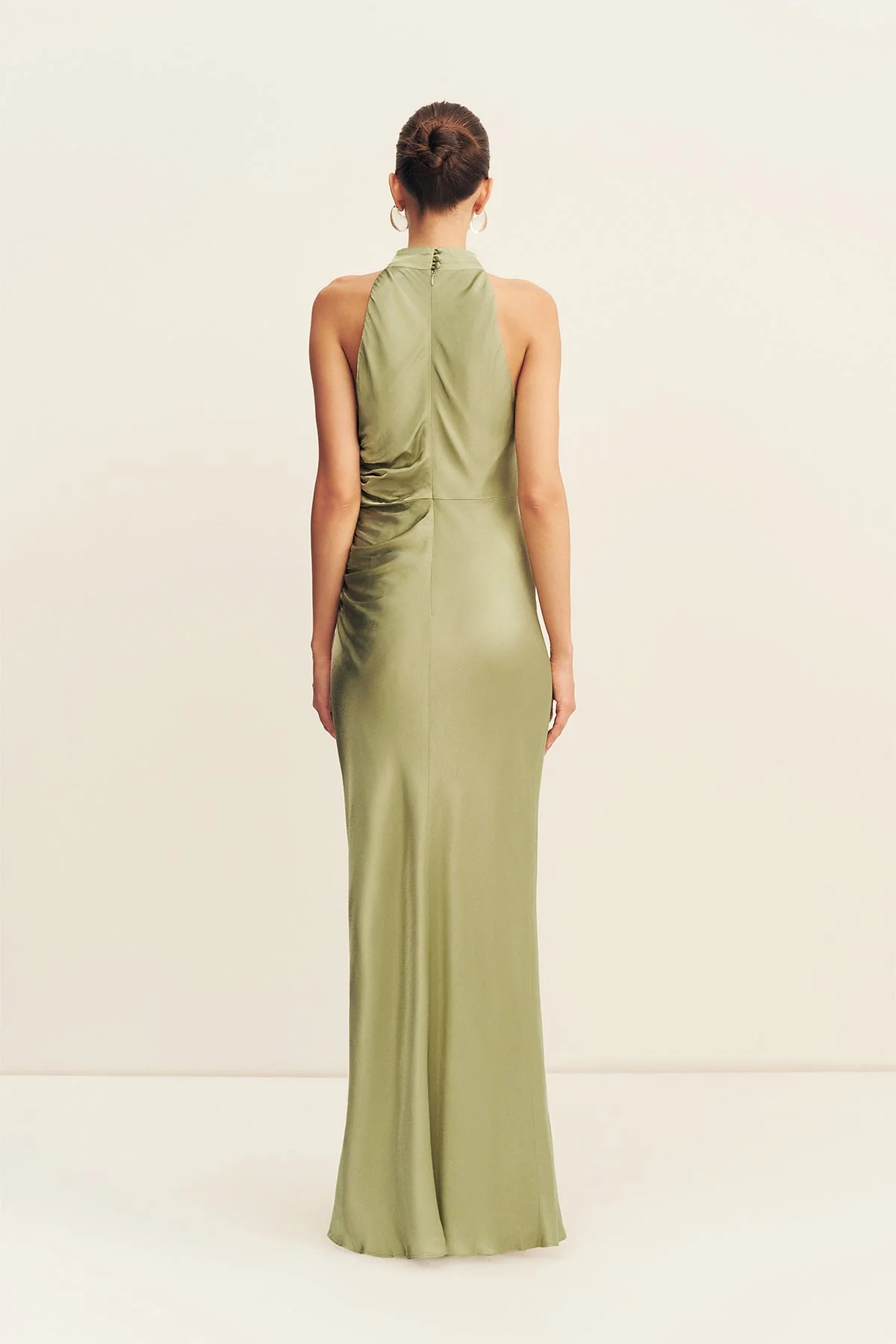 LA LUNE HIGH NECK GATHERED MAXI DRESS - FERN - Image 6