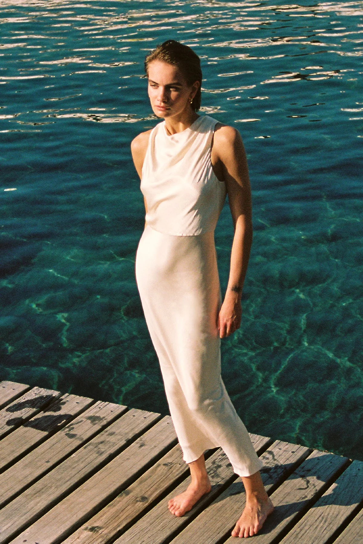 LA LUNE HIGH NECK MAXI DRESS - CREAM - Image 6