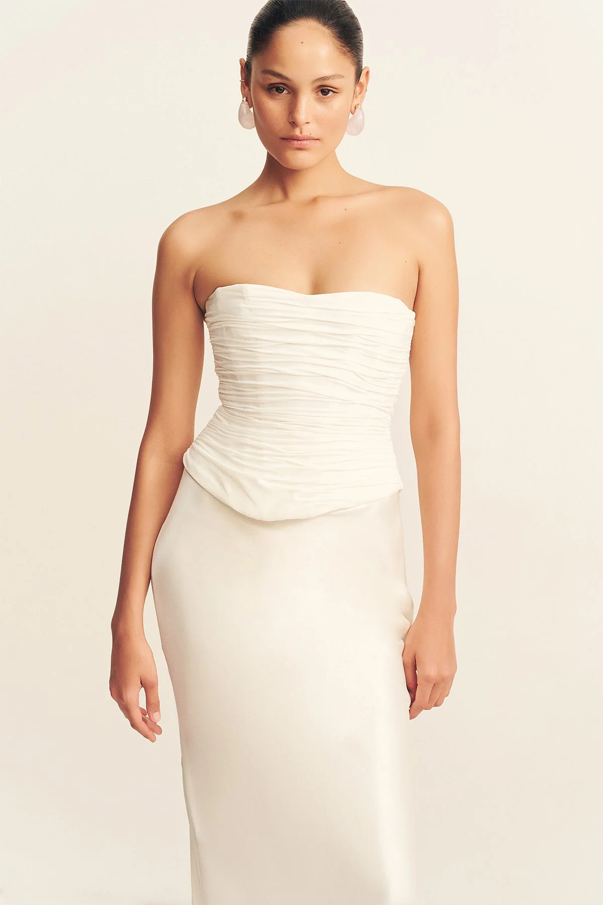 LA LUNE HIGH WAIST MAXI SKIRT - WHITE - Image 2