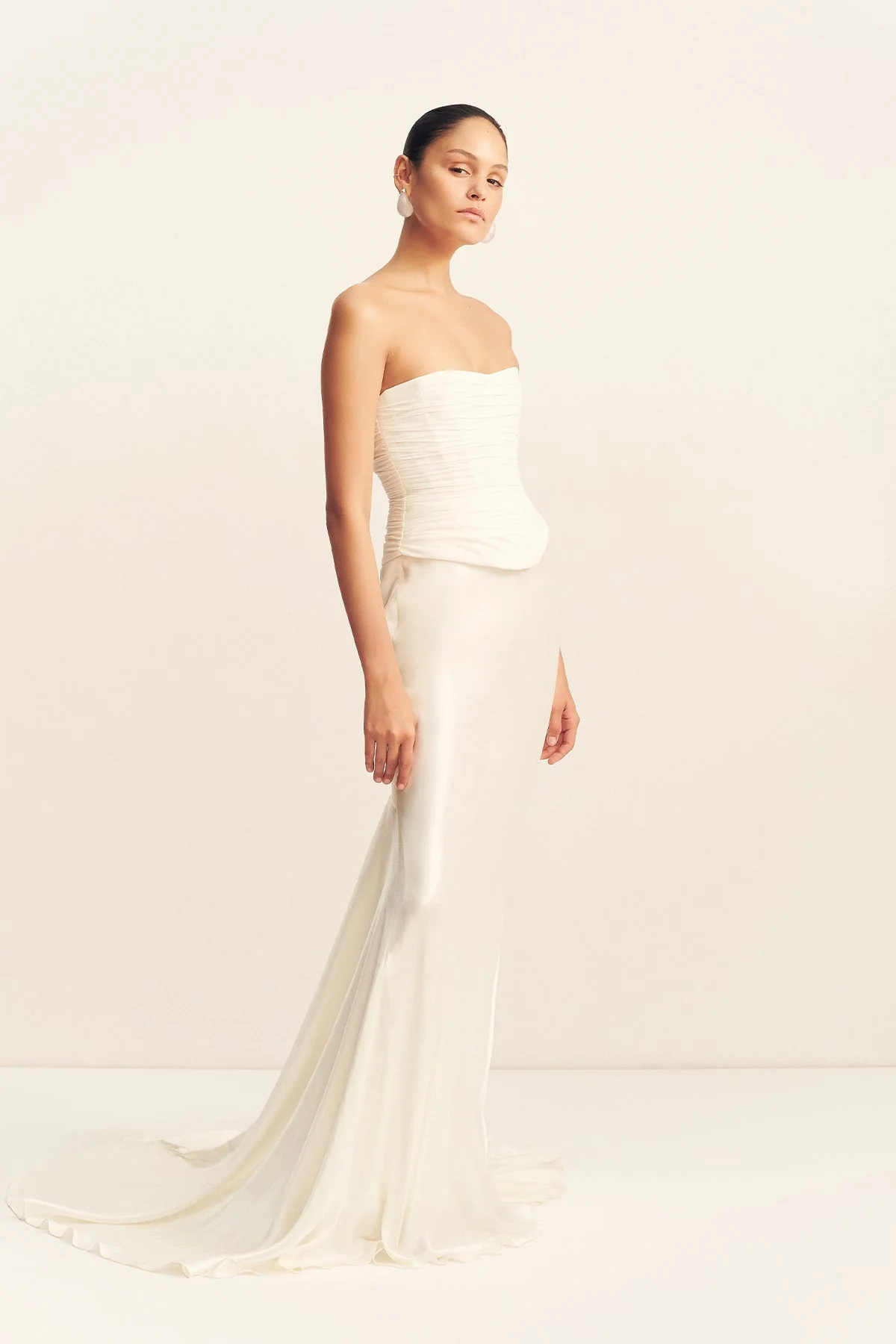LA LUNE HIGH WAIST MAXI SKIRT - WHITE - Image 3