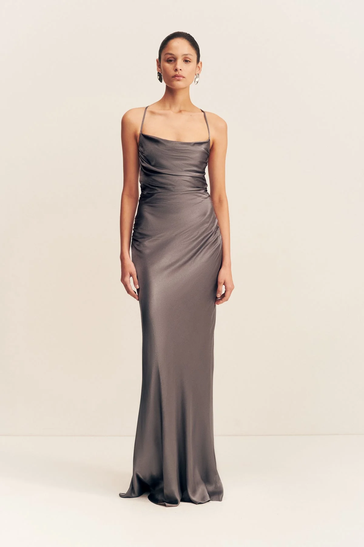 LA LUNE LACE BACK MAXI DRESS - GRAPHITE