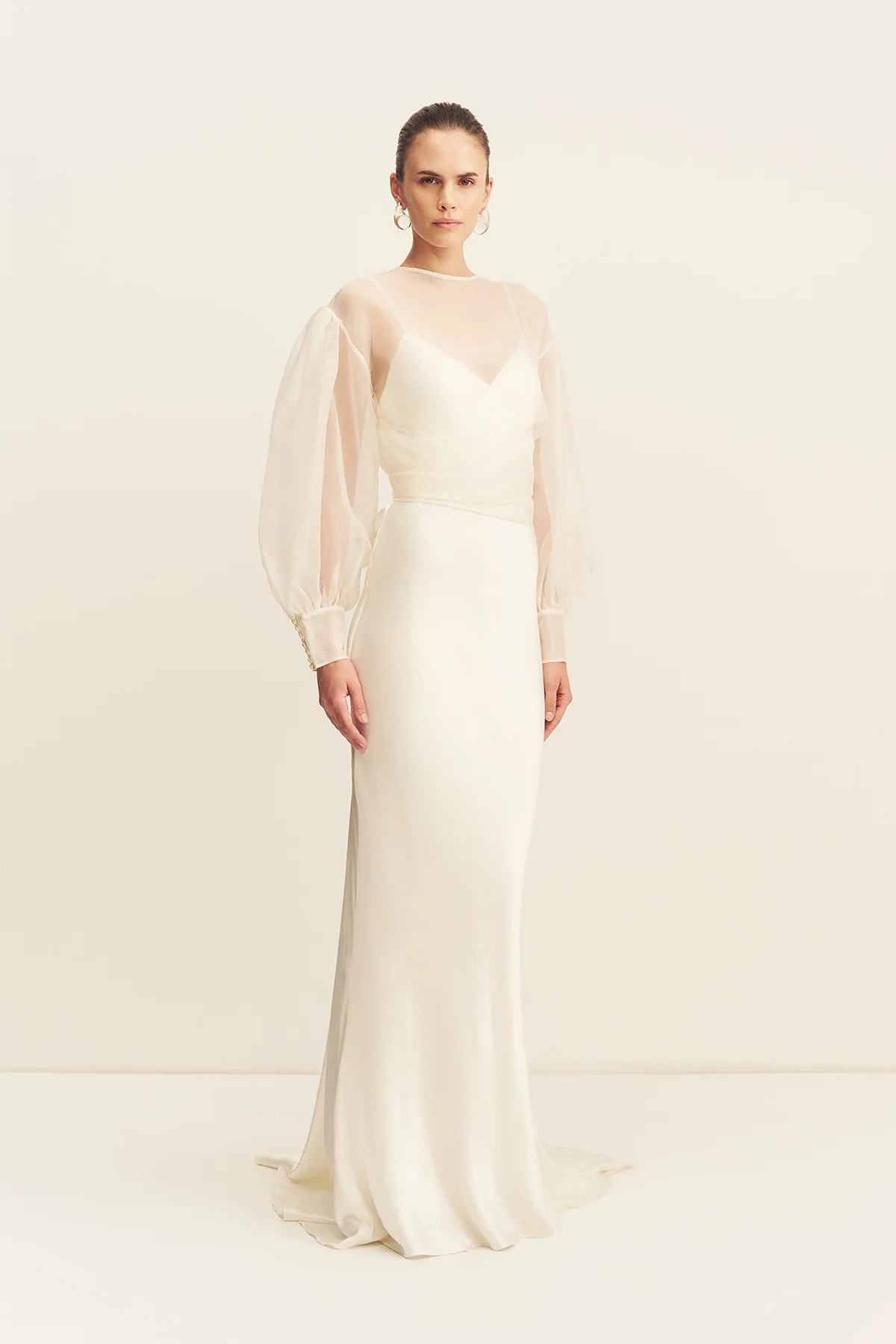 LA LUNE LIA SILK ORGANZA WRAP BLOUSE - IVORY - Image 4