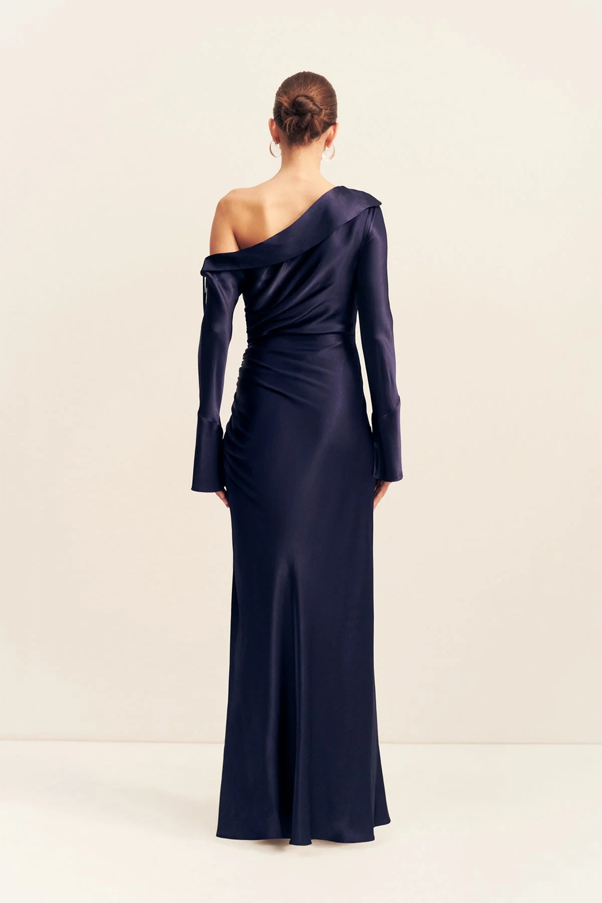 LA LUNE LONG SLEEVE GATHERED MAXI DRESS - MIDNIGHT - Image 6