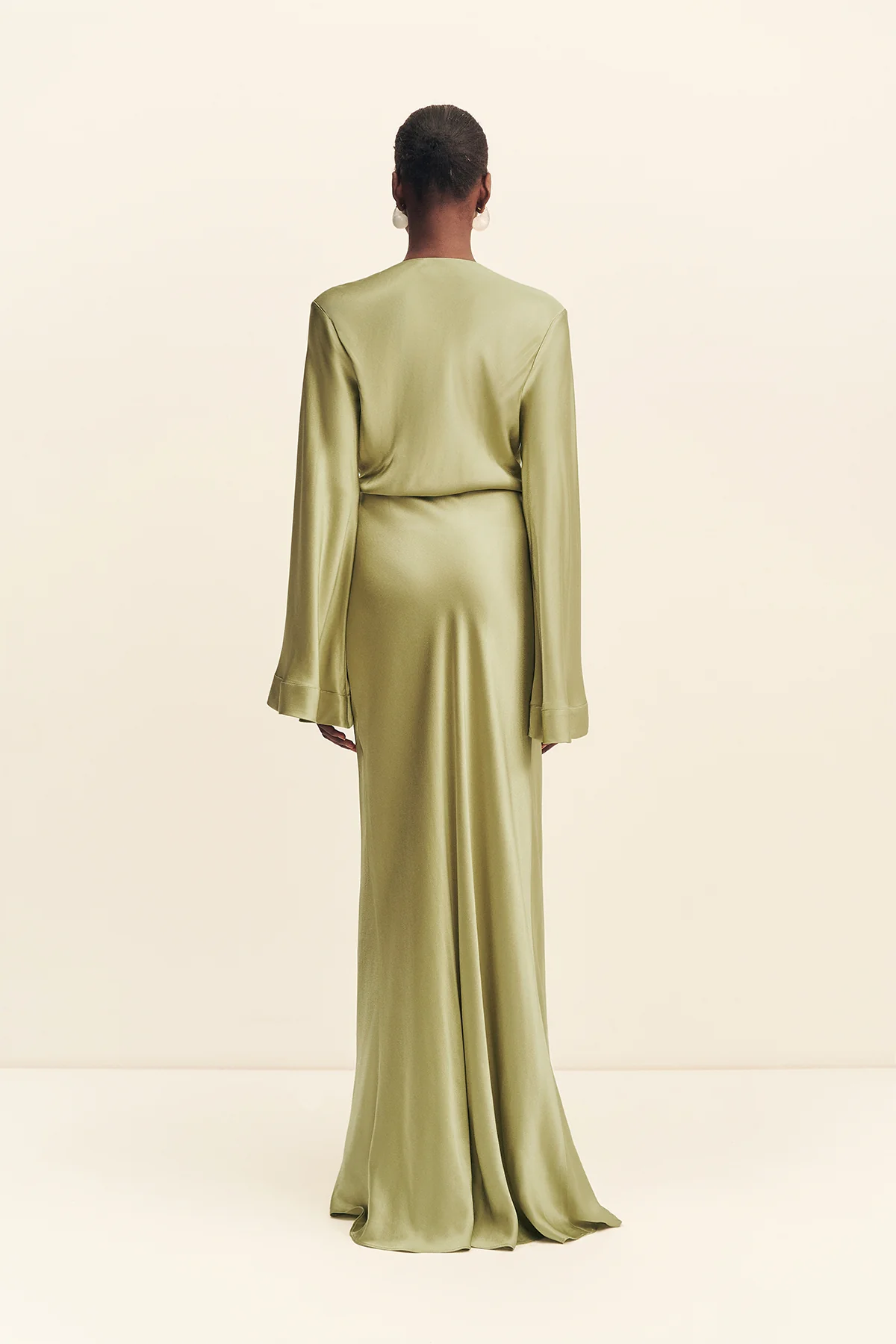 LA LUNE LONG SLEEVE WRAP MAXI DRESS - FERN - Image 5