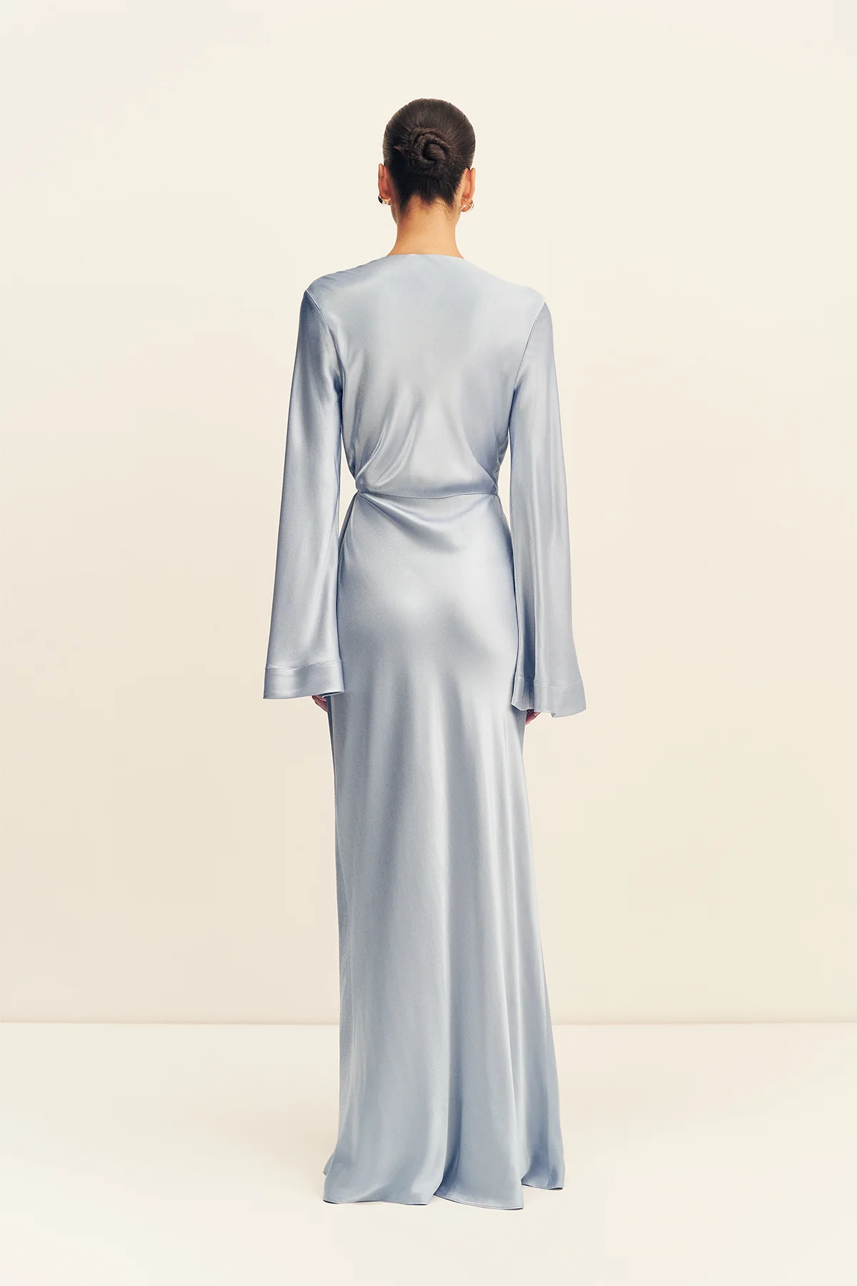 LA LUNE LONG SLEEVE WRAP MAXI DRESS - POWDER BLUE - Image 5