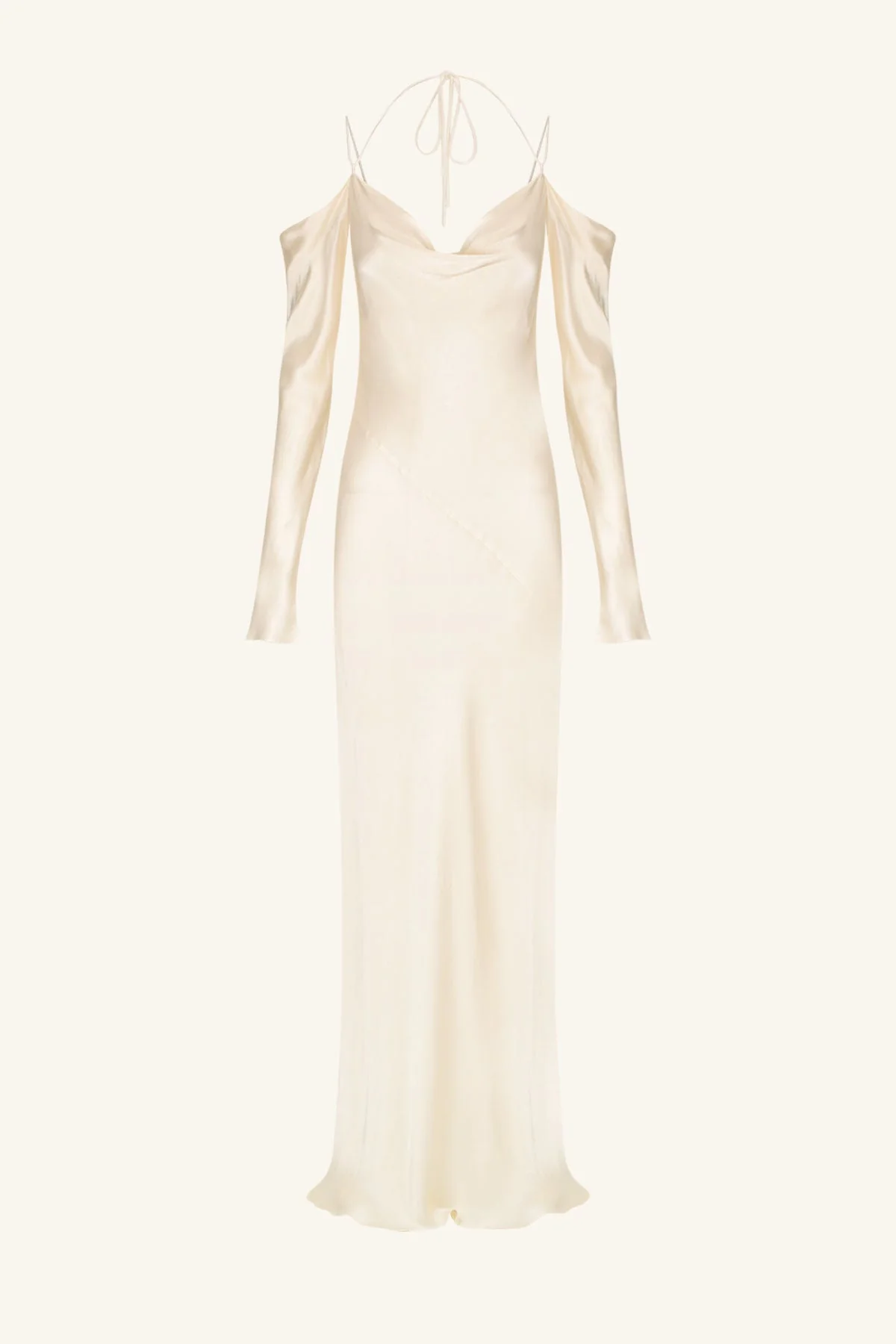 LA LUNE OFF SHOULDER TIE MAXI DRESS - CREAM - Image 10