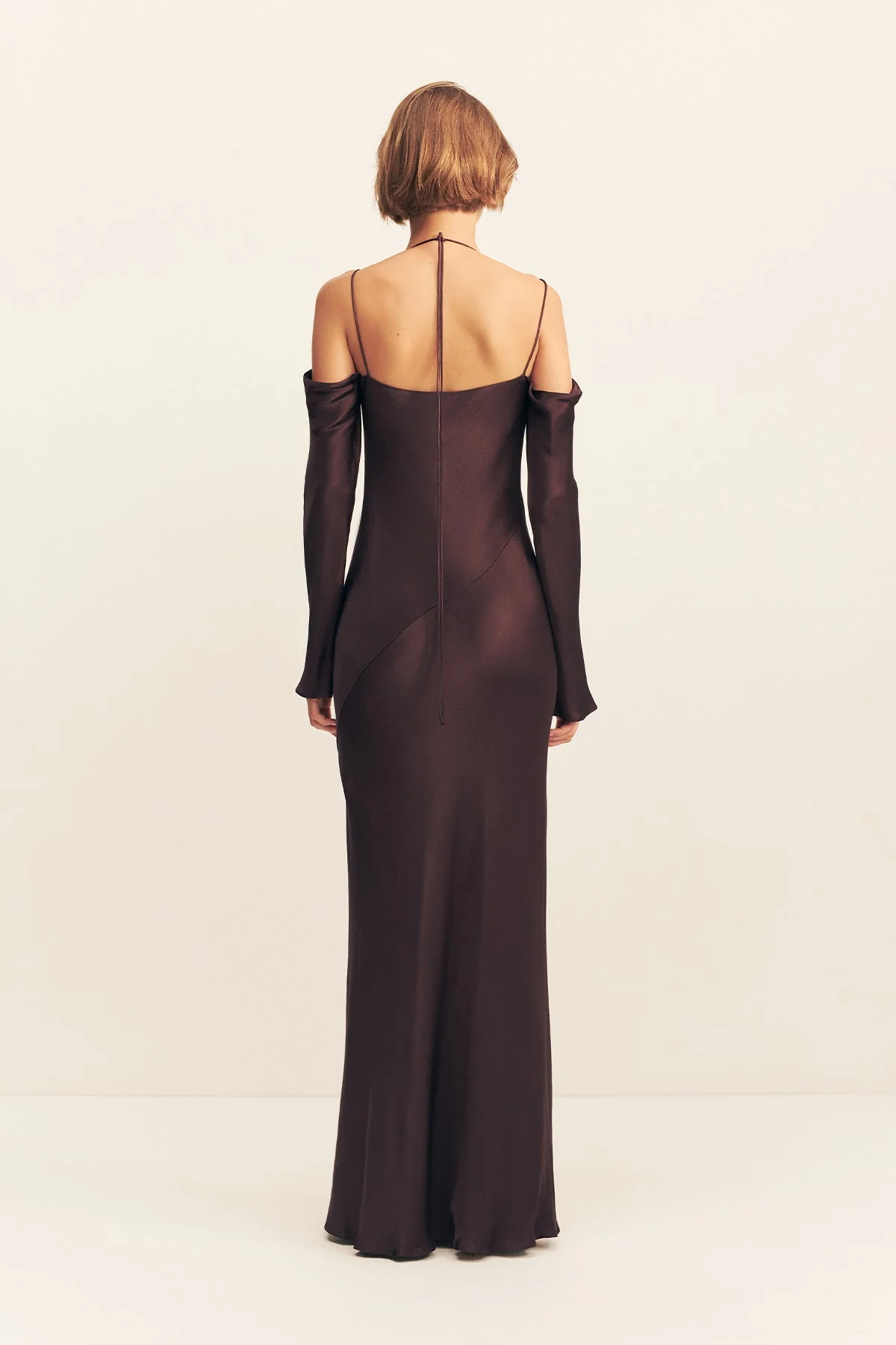 LA LUNE OFF SHOULDER TIE MAXI DRESS - ESPRESSO - Image 5