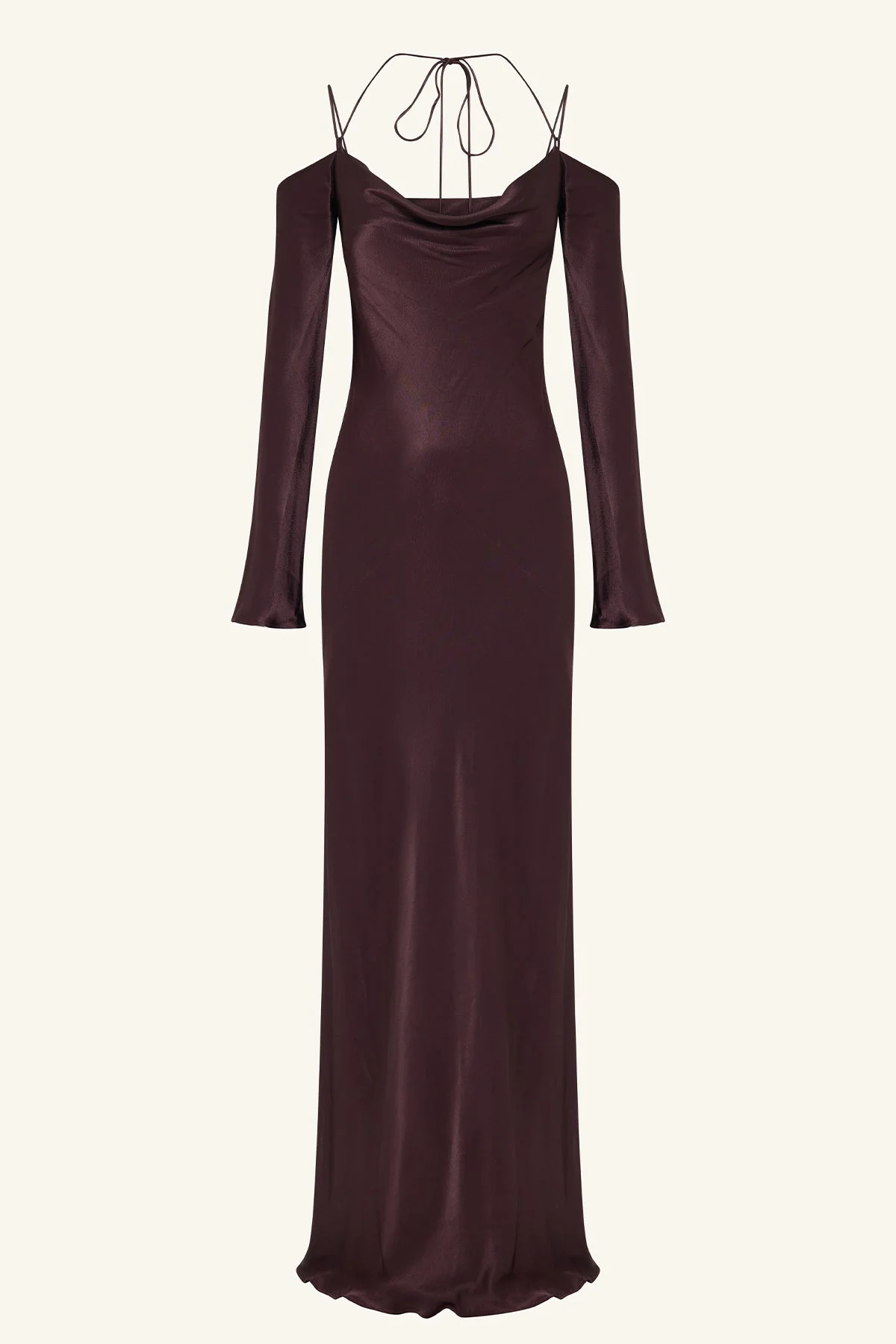 LA LUNE OFF SHOULDER TIE MAXI DRESS - ESPRESSO - Image 8
