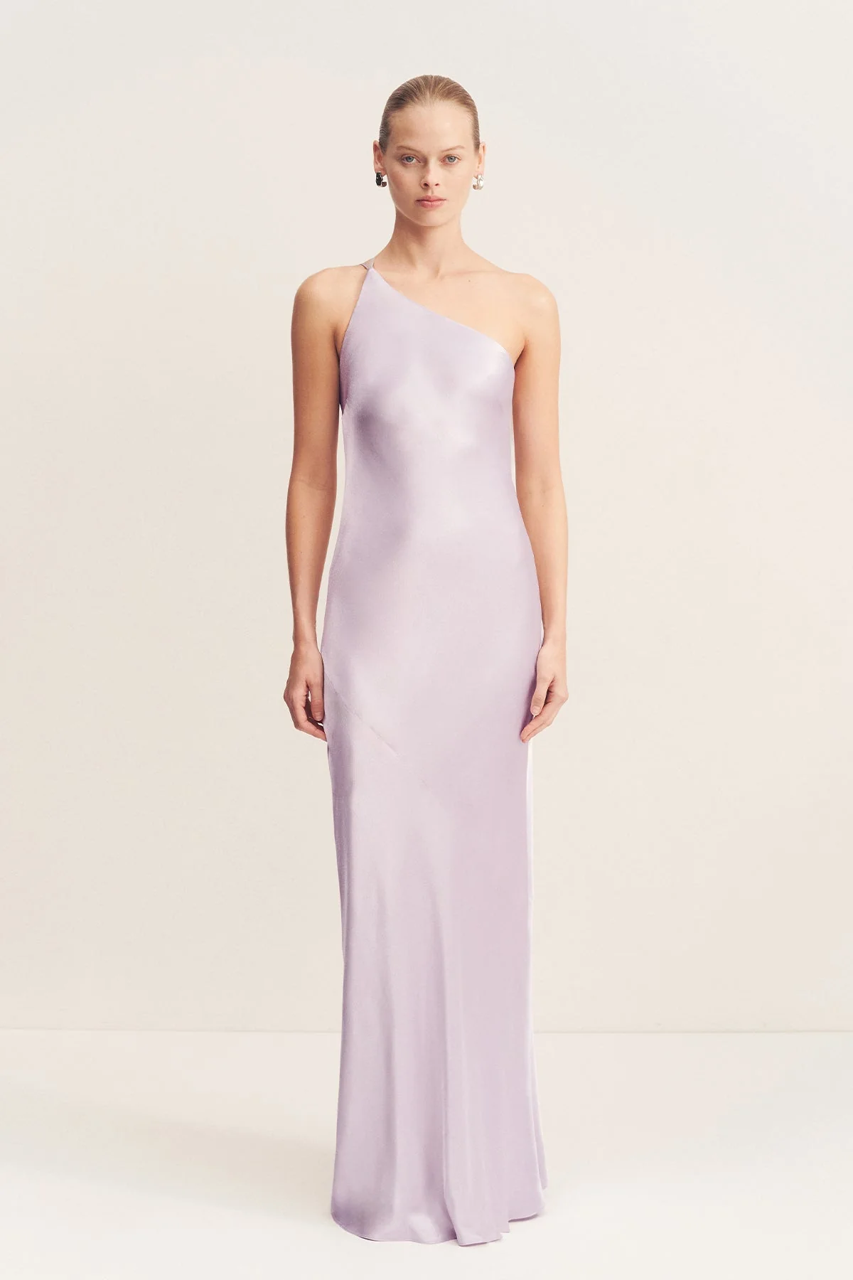 LA LUNE ONE SHOULDER COWL BACK MAXI DRESS - LILAC