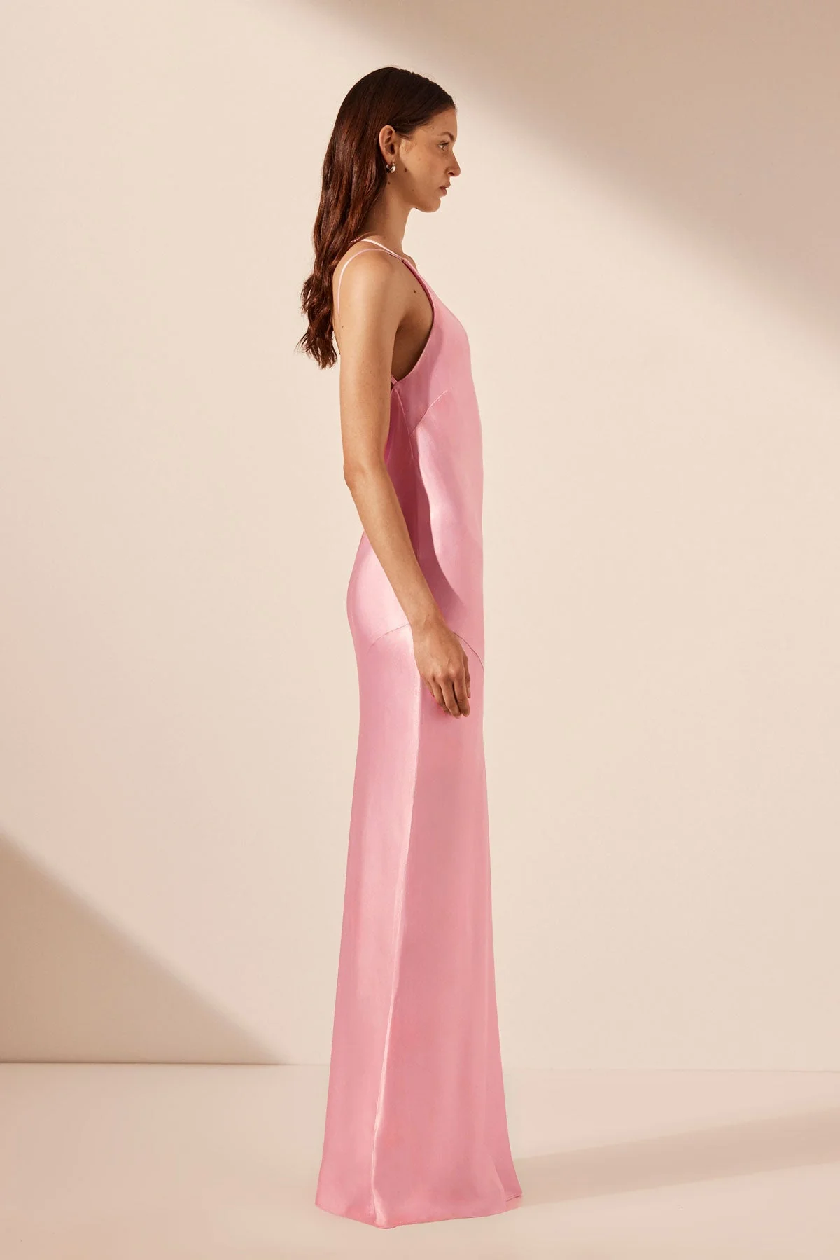 LA LUNE ONE SHOULDER COWL BACK MAXI DRESS - PEONY - Image 4
