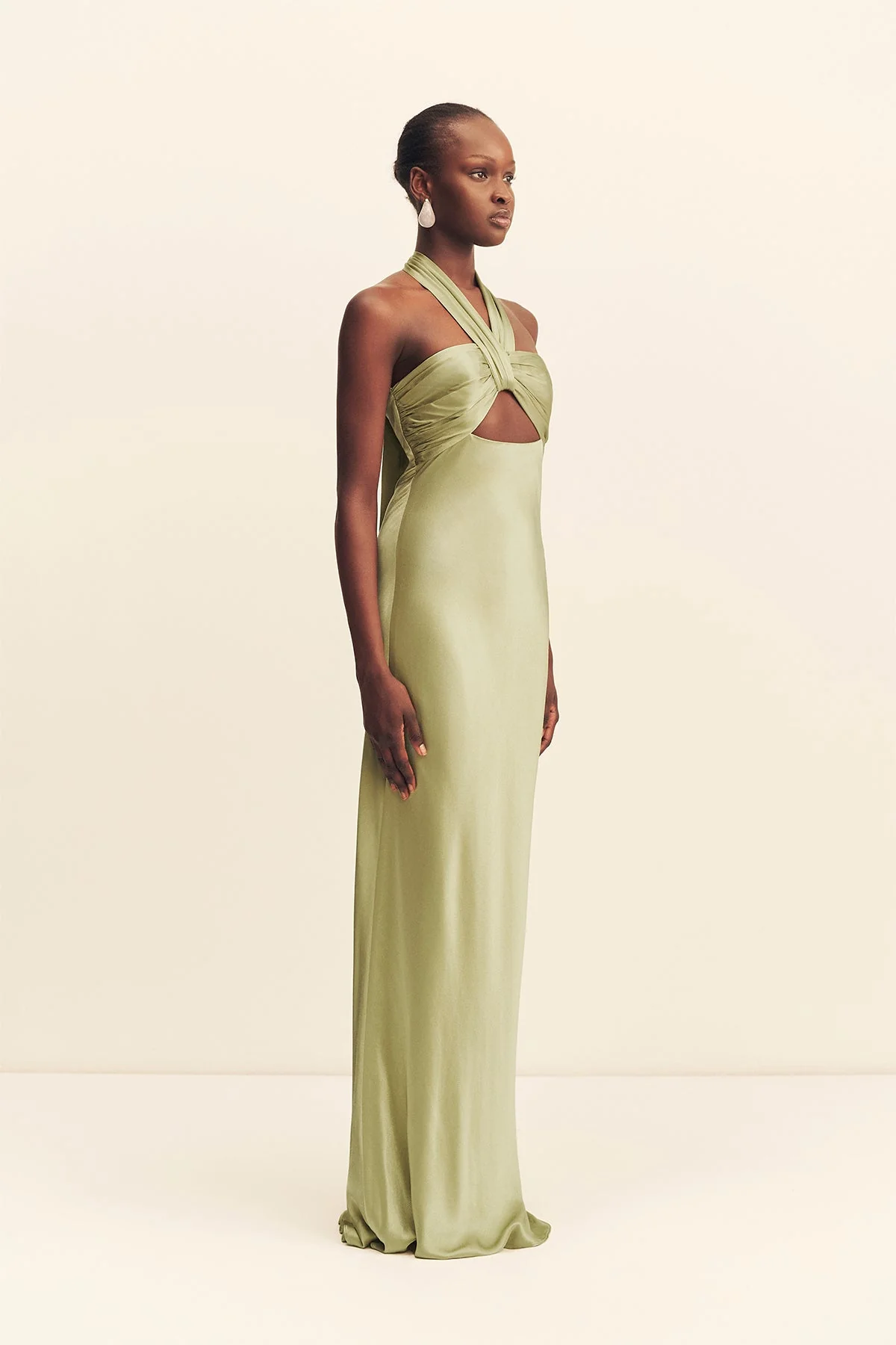 LA LUNE RUCHED HALTER MAXI DRESS - FERN - Image 3