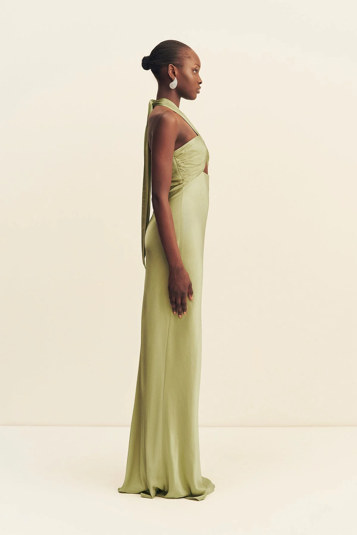 LA LUNE RUCHED HALTER MAXI DRESS - FERN - Image 4