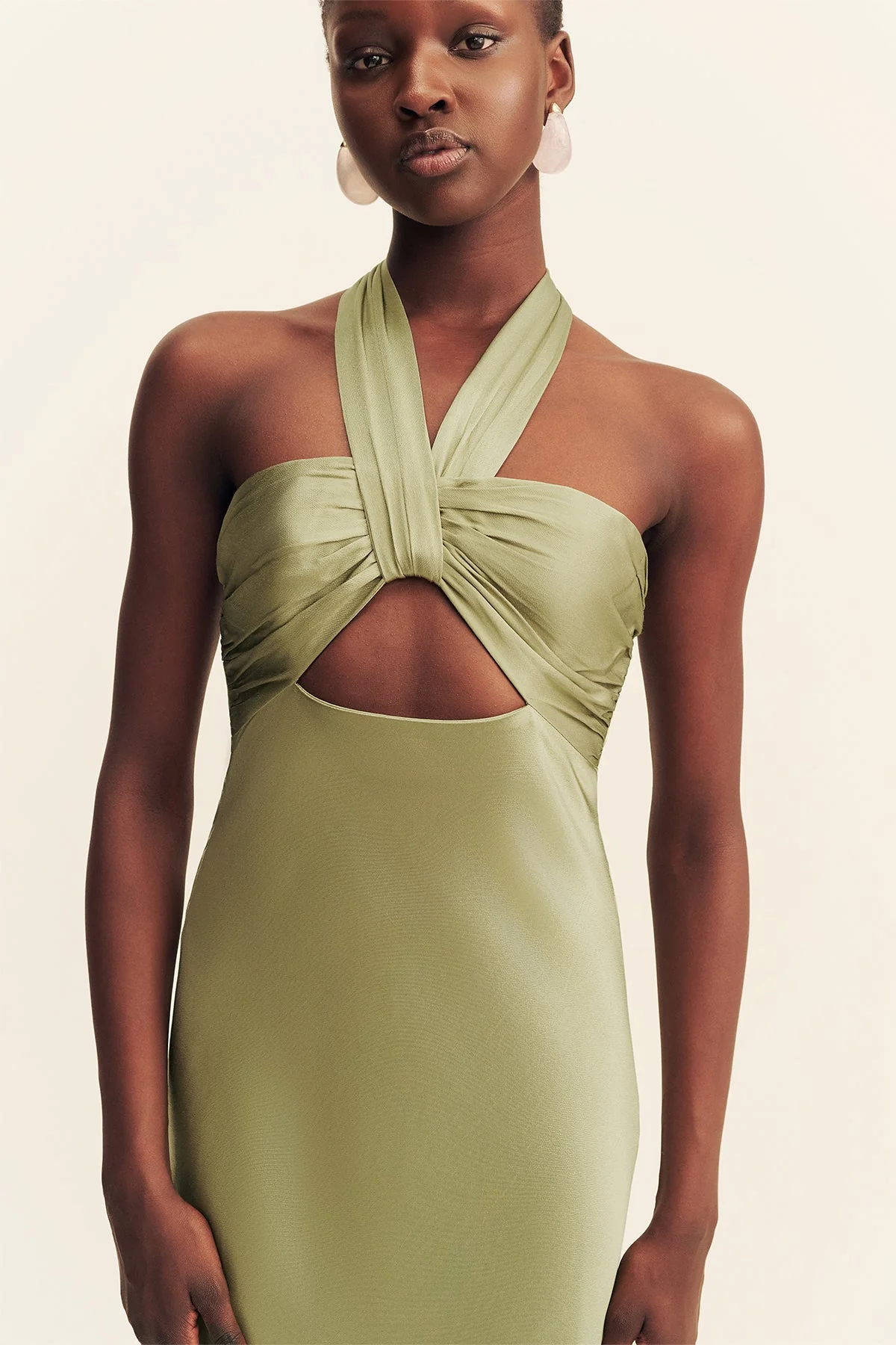 LA LUNE RUCHED HALTER MAXI DRESS - FERN - Image 6
