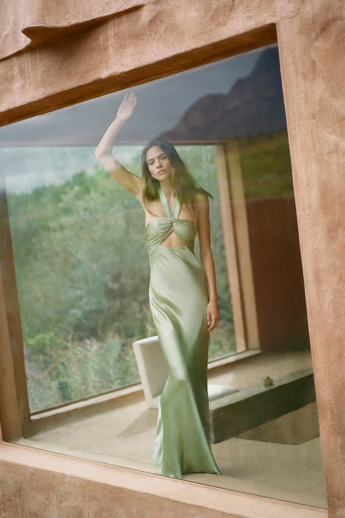 LA LUNE RUCHED HALTER MAXI DRESS - FERN - Image 7