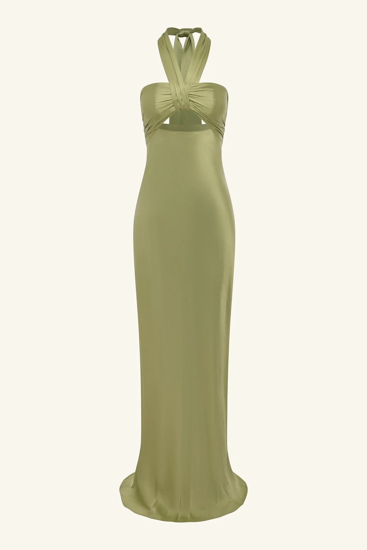 LA LUNE RUCHED HALTER MAXI DRESS - FERN - Image 8