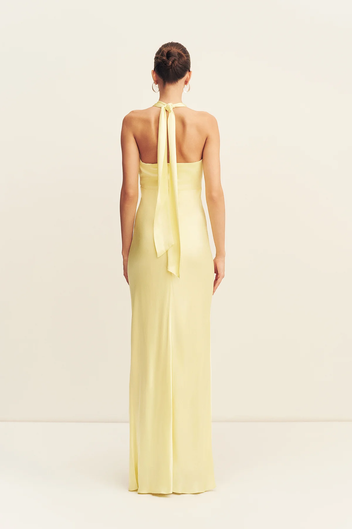 LA LUNE RUCHED HALTER MAXI DRESS - LEMON - Image 5