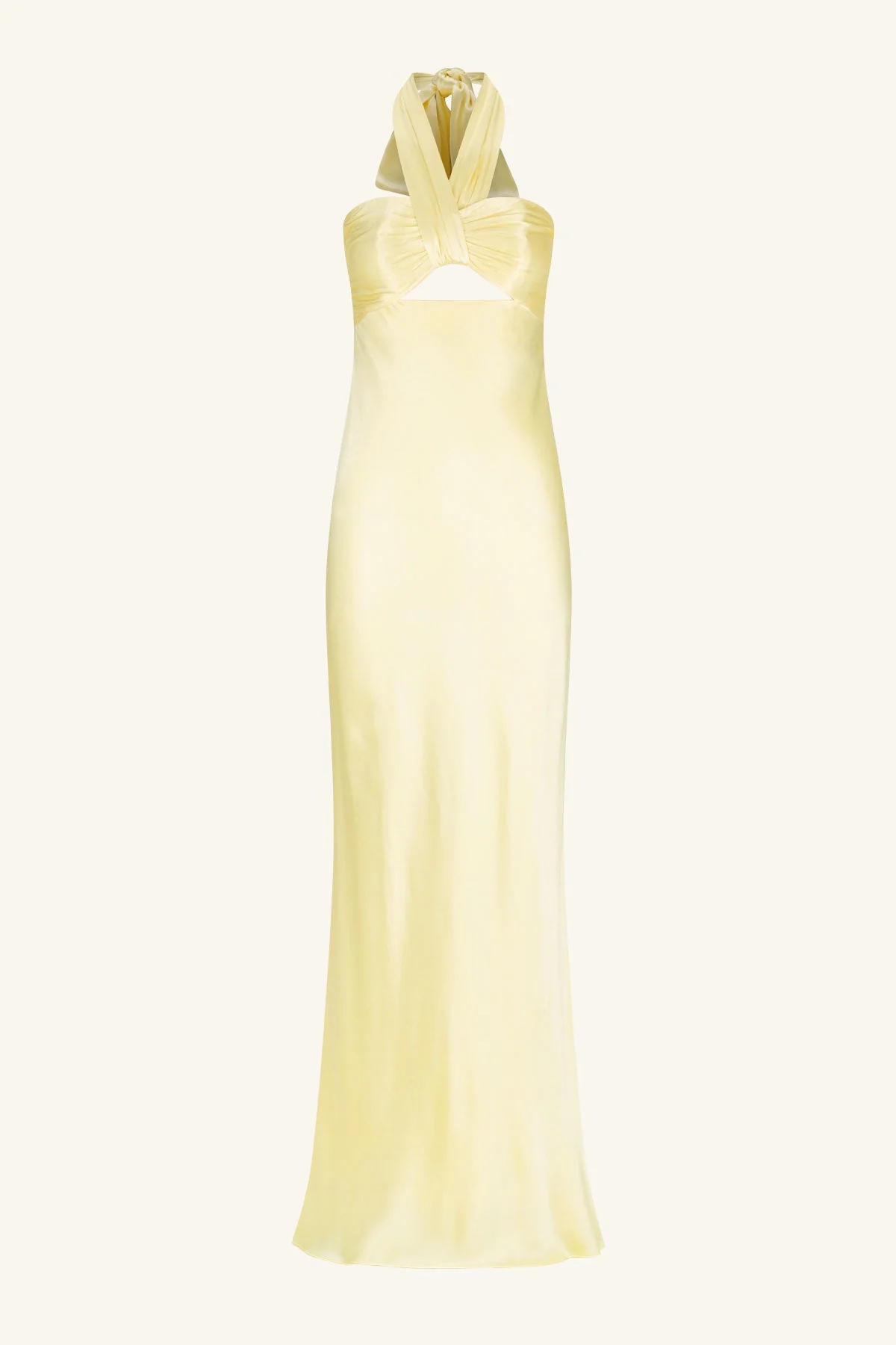LA LUNE RUCHED HALTER MAXI DRESS - LEMON - Image 8