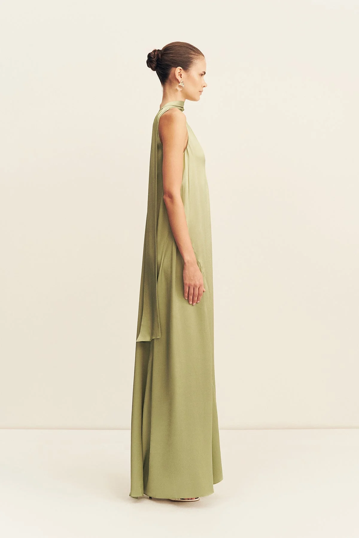 LA LUNE SCARF PANELLED MAXI DRESS - FERN - Image 5