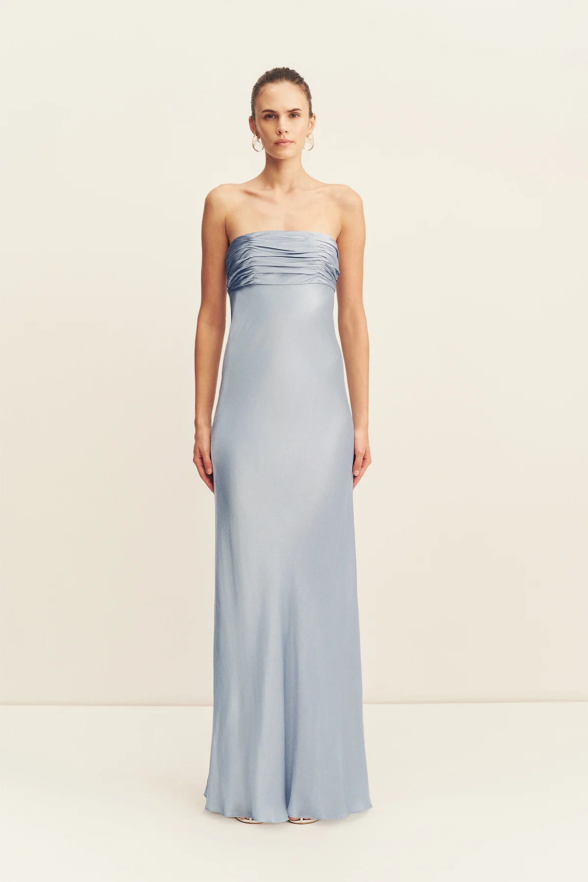 LA LUNE STRAPLESS RUCHED BODICE MAXI DRESS - POWDER BLUE - Image 3