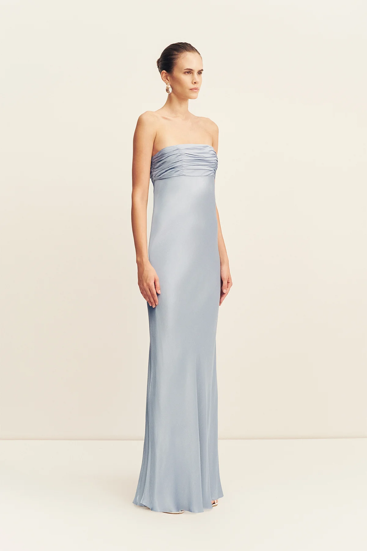 LA LUNE STRAPLESS RUCHED BODICE MAXI DRESS - POWDER BLUE - Image 4