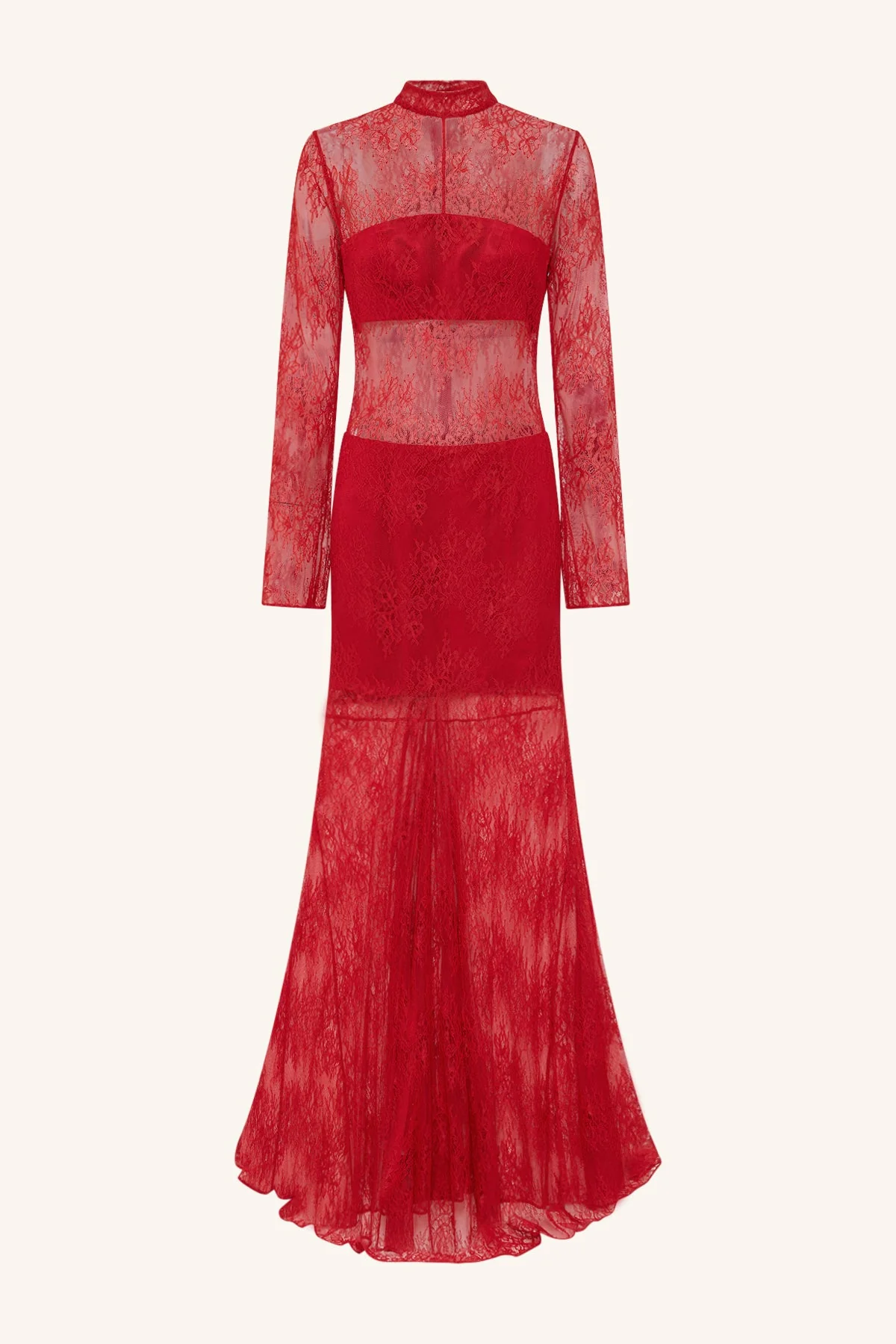 LABYRINTH LACE HIGH NECK MAXI DRESS - CHERRY - Image 7