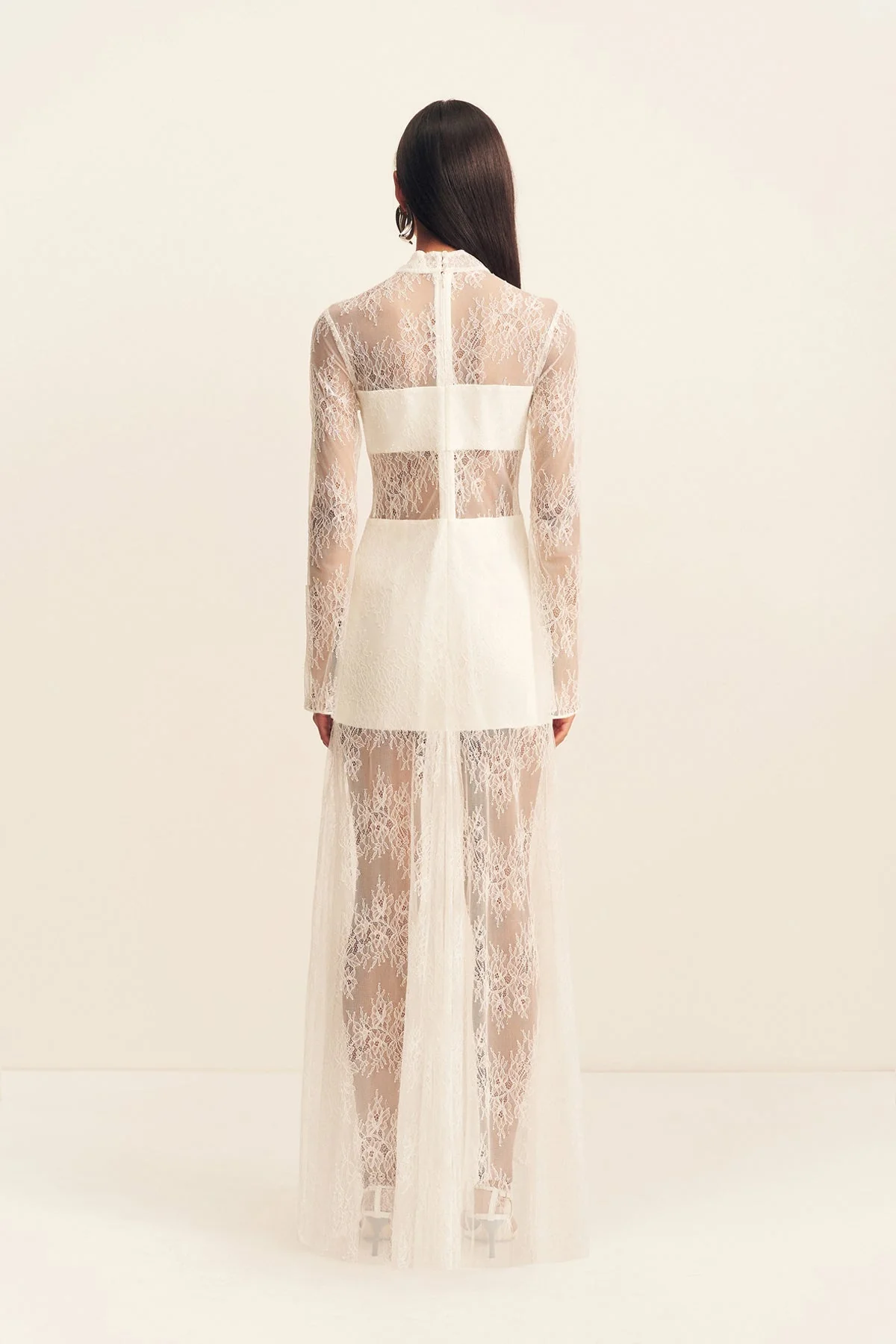 LABYRINTH LACE HIGH NECK MAXI DRESS - IVORY - Image 5