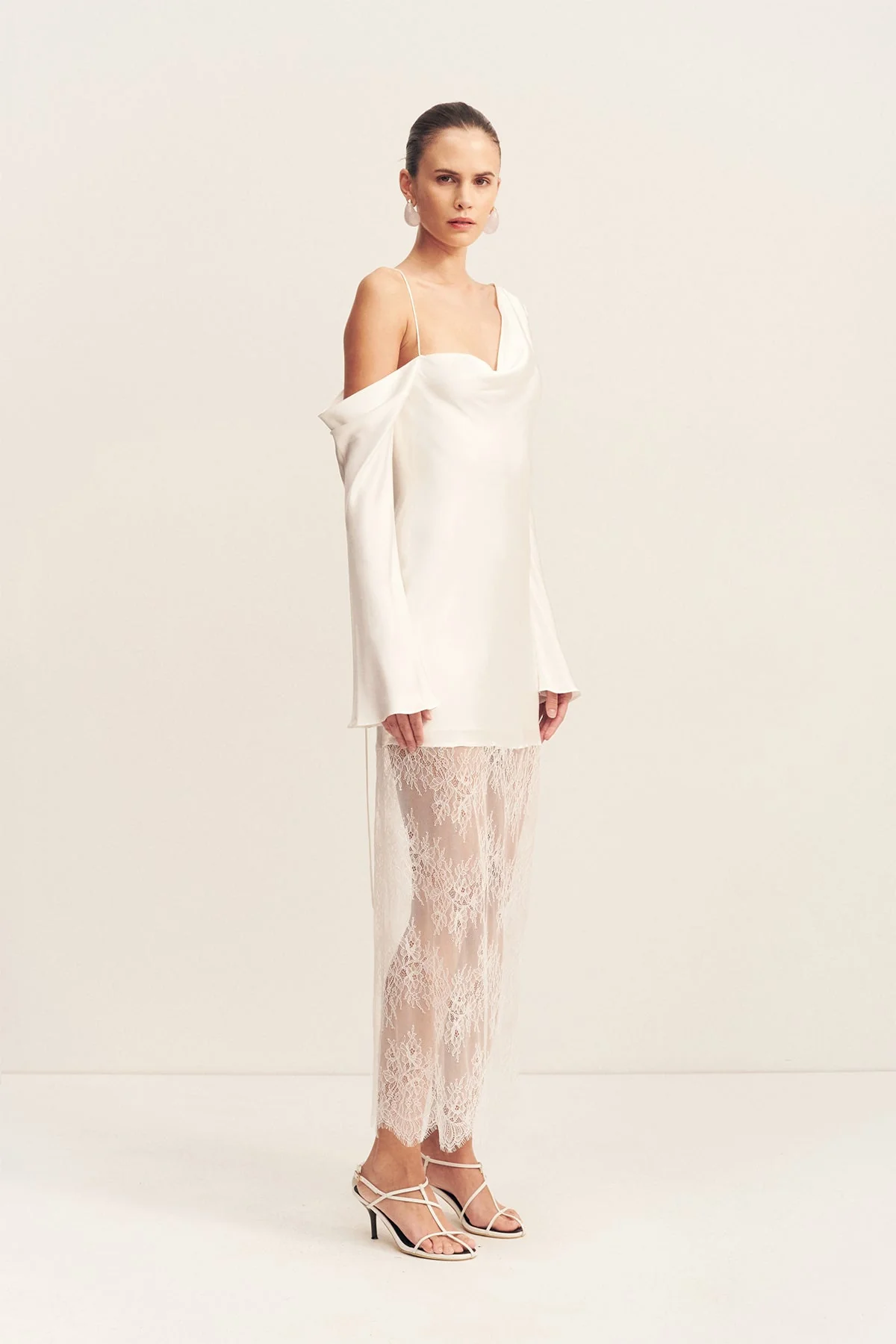 LABYRINTH LACE LONG SLEEVE MAXI DRESS - IVORY - Image 3