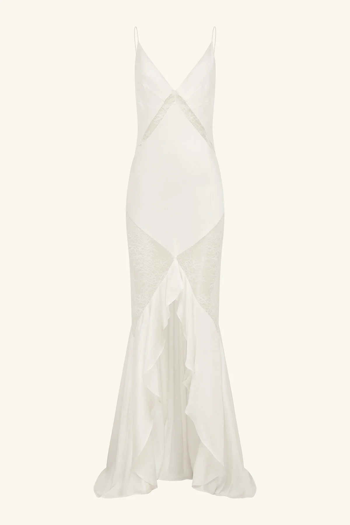 LABYRINTH LACE PANELLED RUFFLE MAXI DRESS - IVORY - Image 6