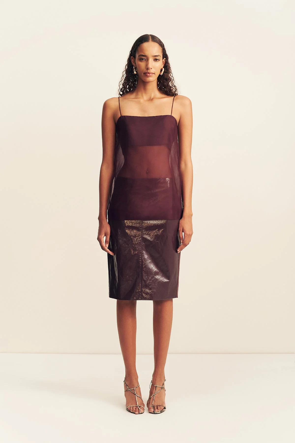 LILOU PATENT MIDI SKIRT - PORT ROYALE - Image 6
