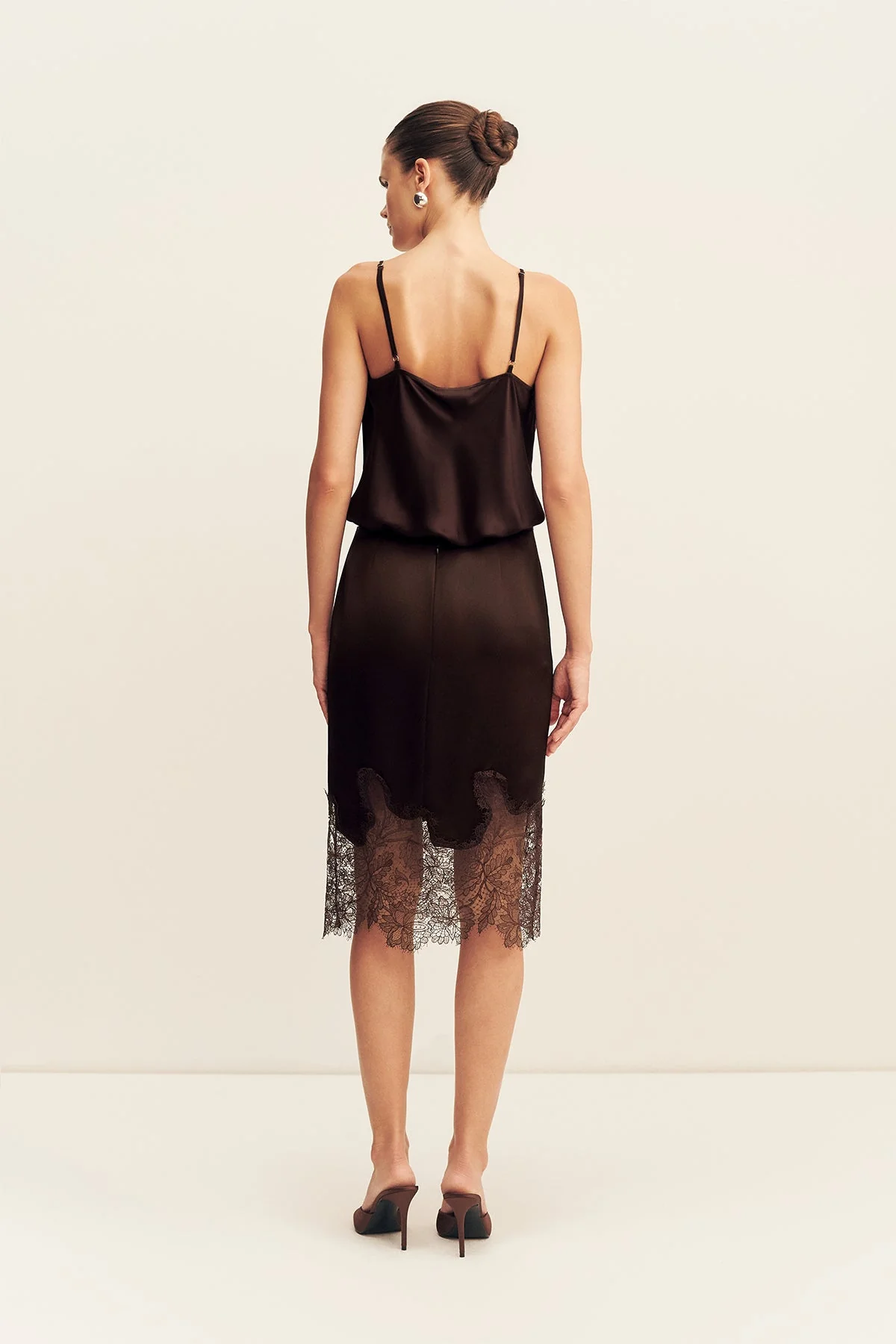 LUCIA LACE KNEE LENGTH SKIRT - ESPRESSO - Image 5