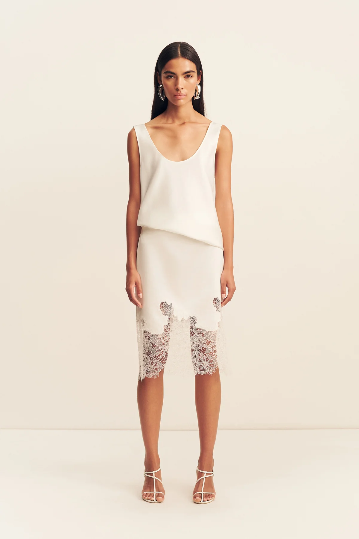 LUCIA LACE KNEE LENGTH SKIRT - IVORY - Image 6
